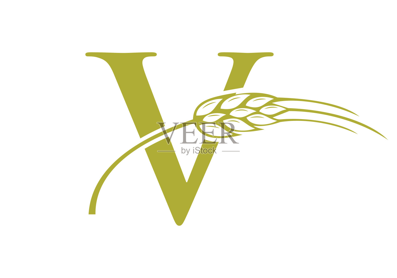 字母V农业标志农业标志。农业标志与字母V模板向量符号设计元素图片