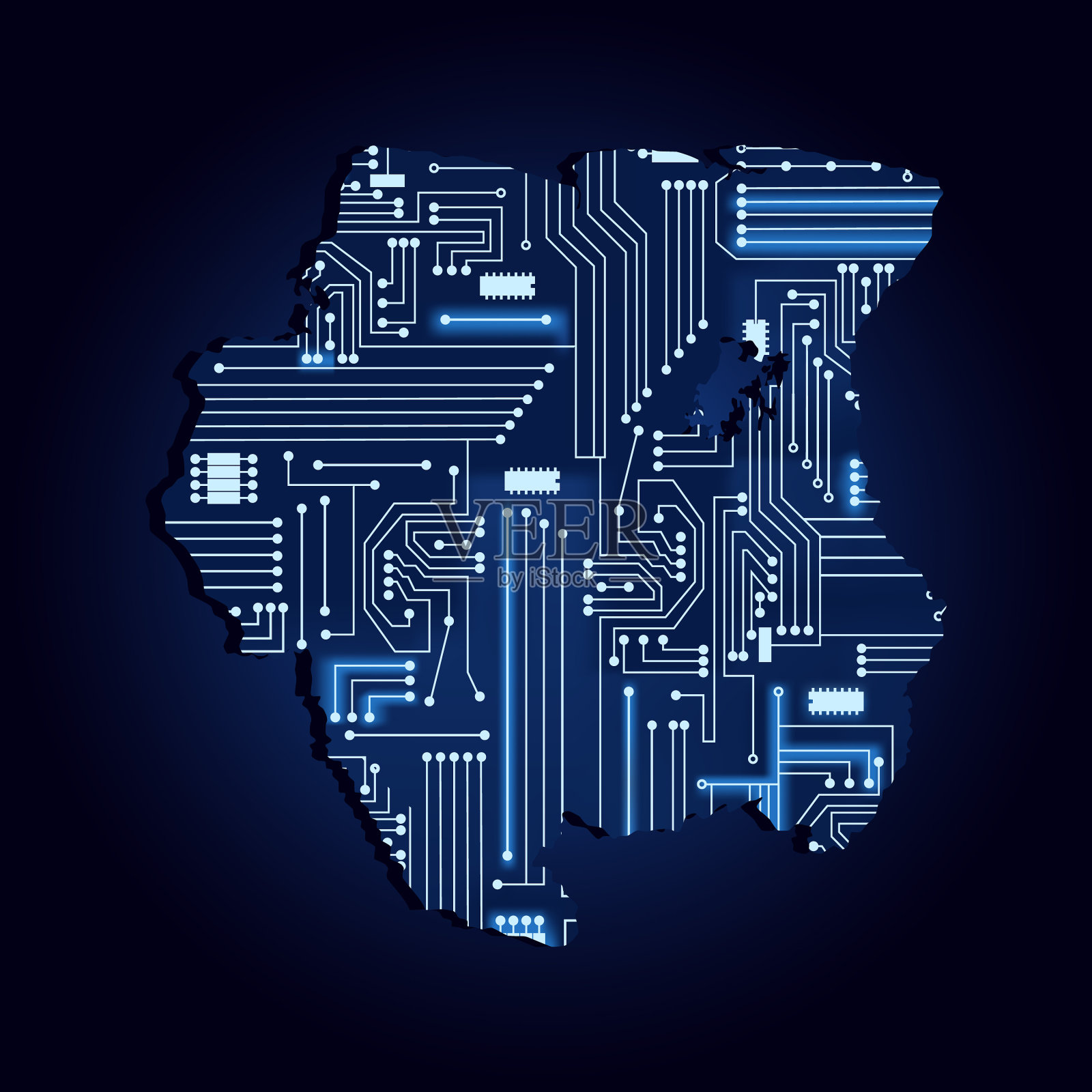 苏里南地图及电子线路插画图片素材