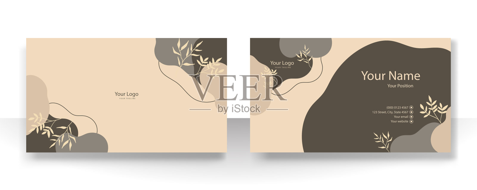 名片设计与裸色棕香槟软设计模板素材