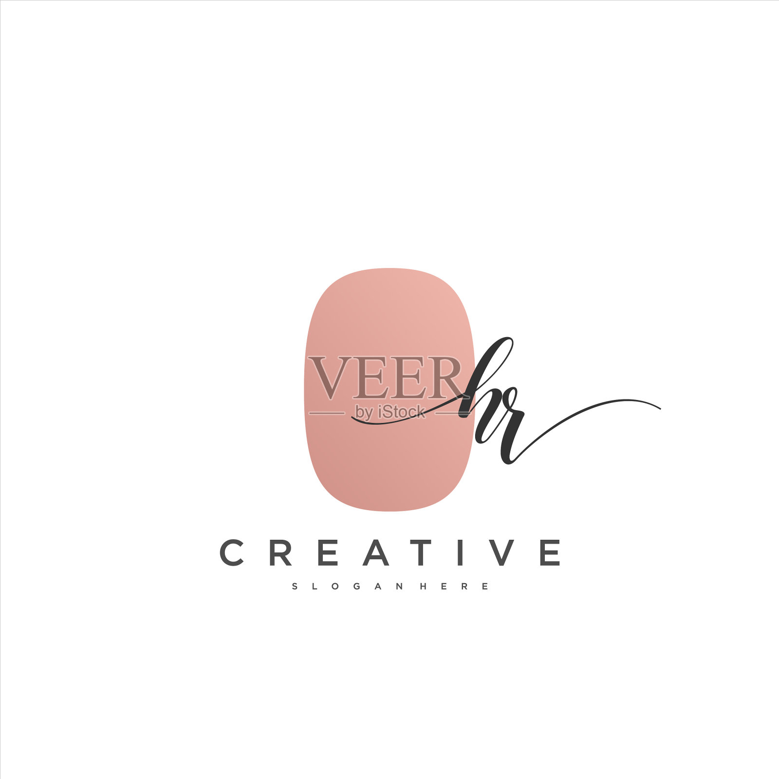 Hr初始手写极简几何标志插画图片素材