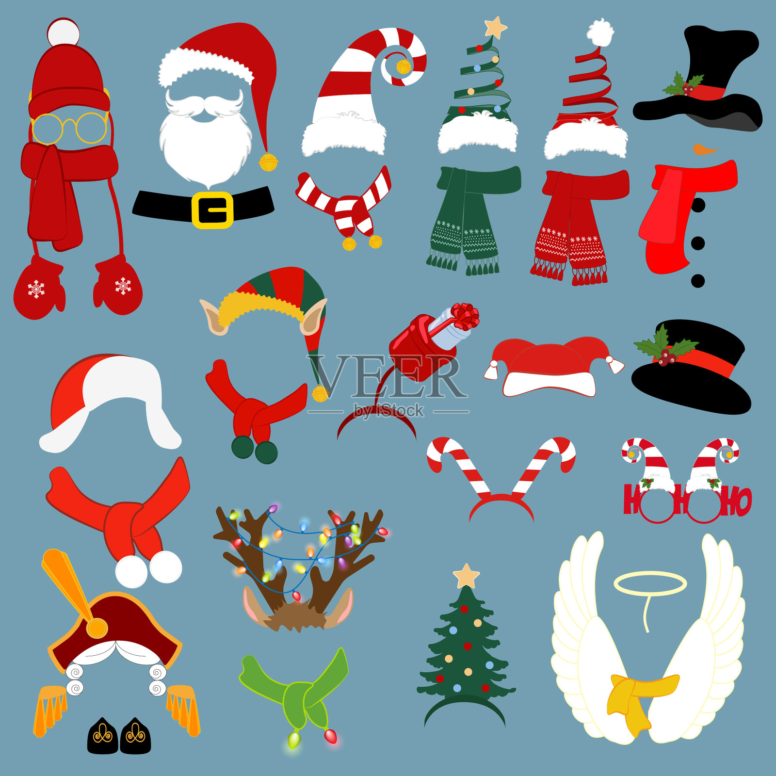 圣诞帽和服装设计插画图片素材