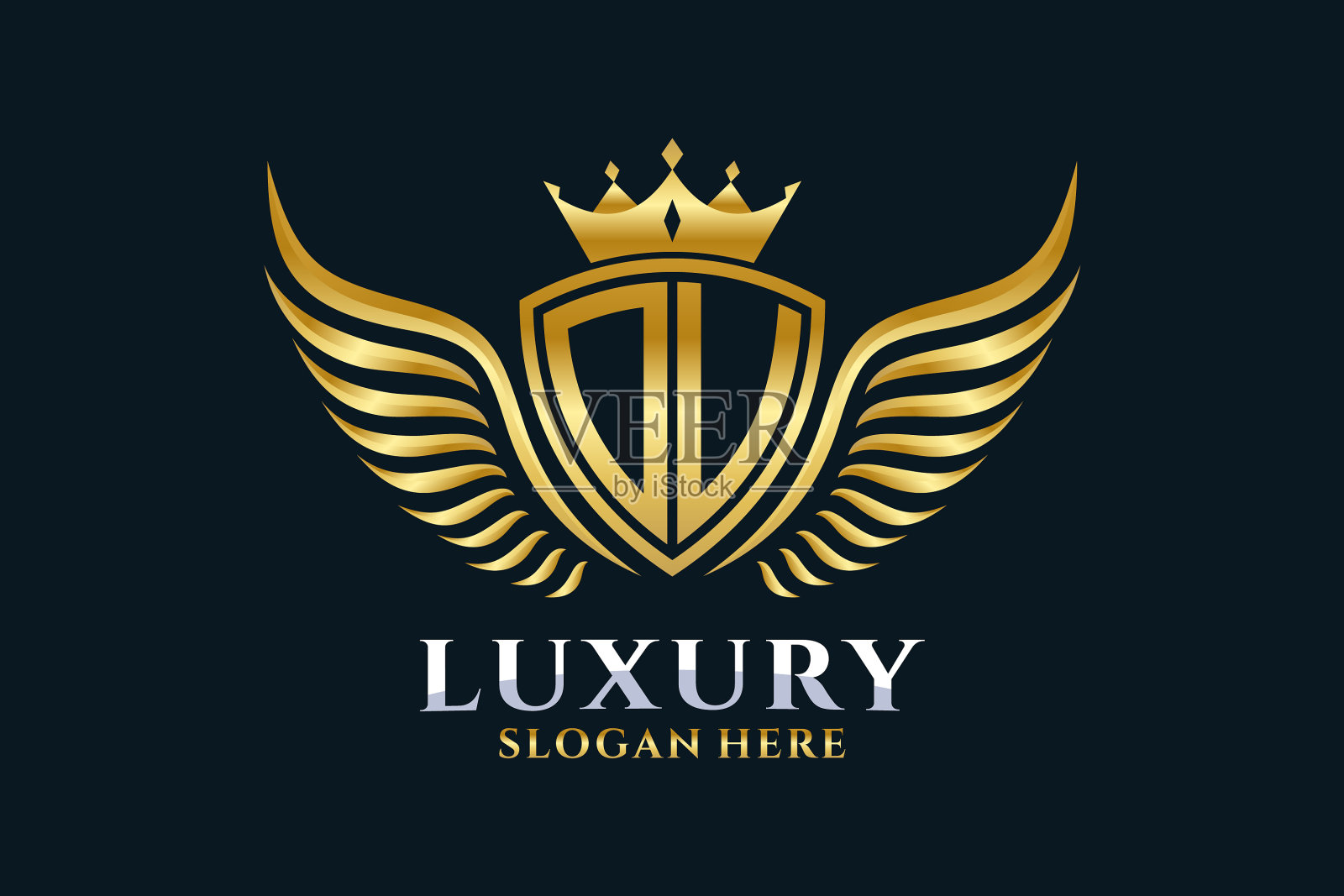 豪华皇家羽翼信欧冠金色标志插画图片素材