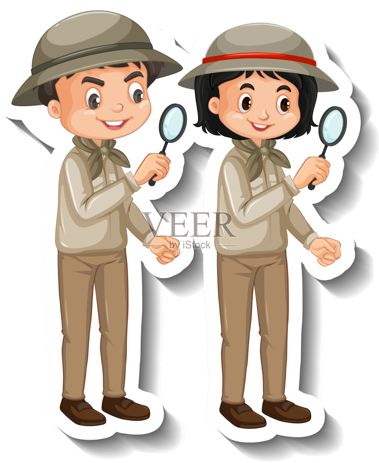 几个孩子穿着狩猎装卡通人物设计元素图片