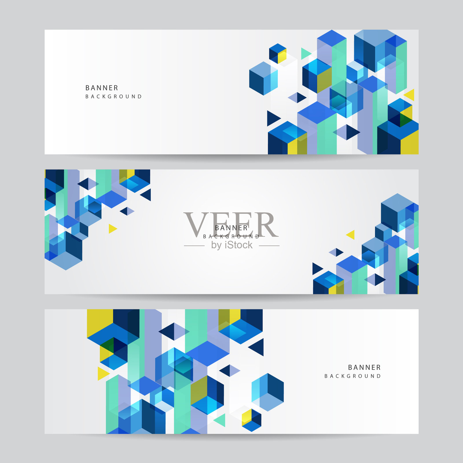 蓝色几何抽象横幅背景插画图片素材