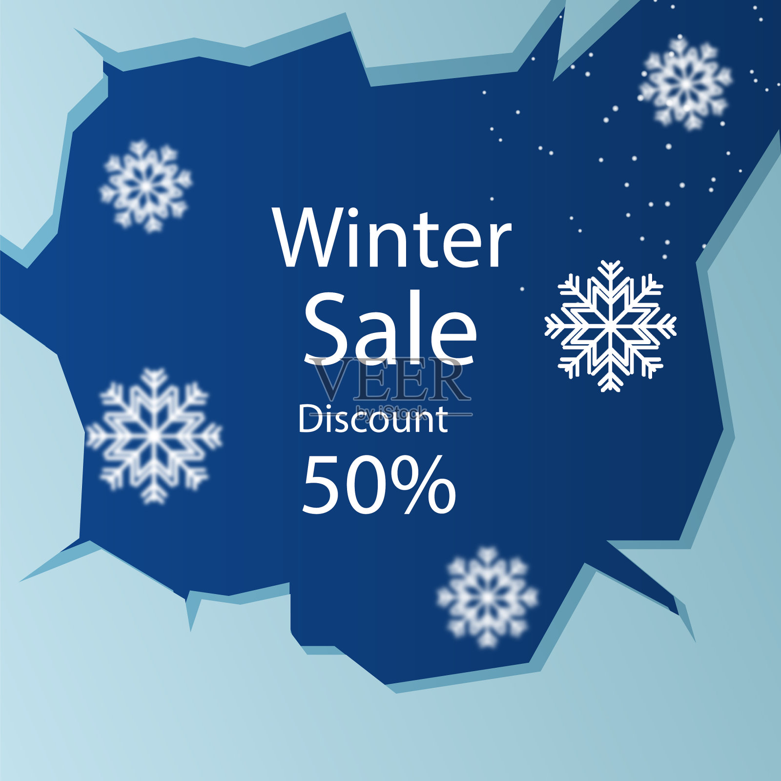 带有金色圣诞雪花的冬季海报插画图片素材