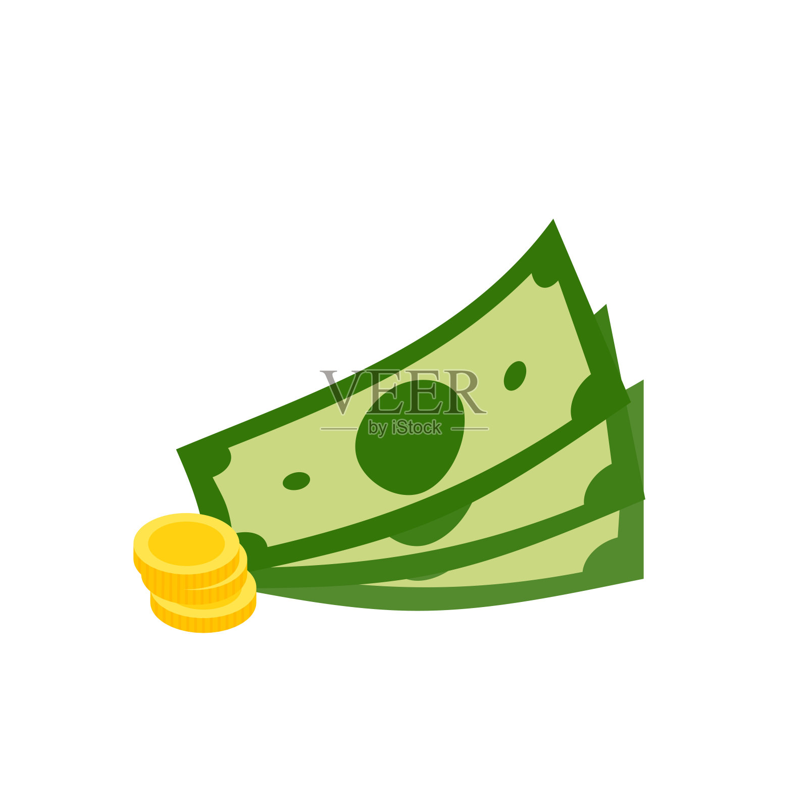 向量美元纸币和硬币，图标插图和向量插画图片素材