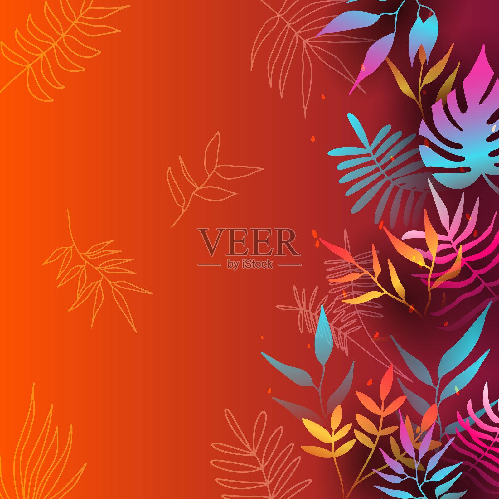 花卉背景鲜明的梯度颜色纹理插画图片素材