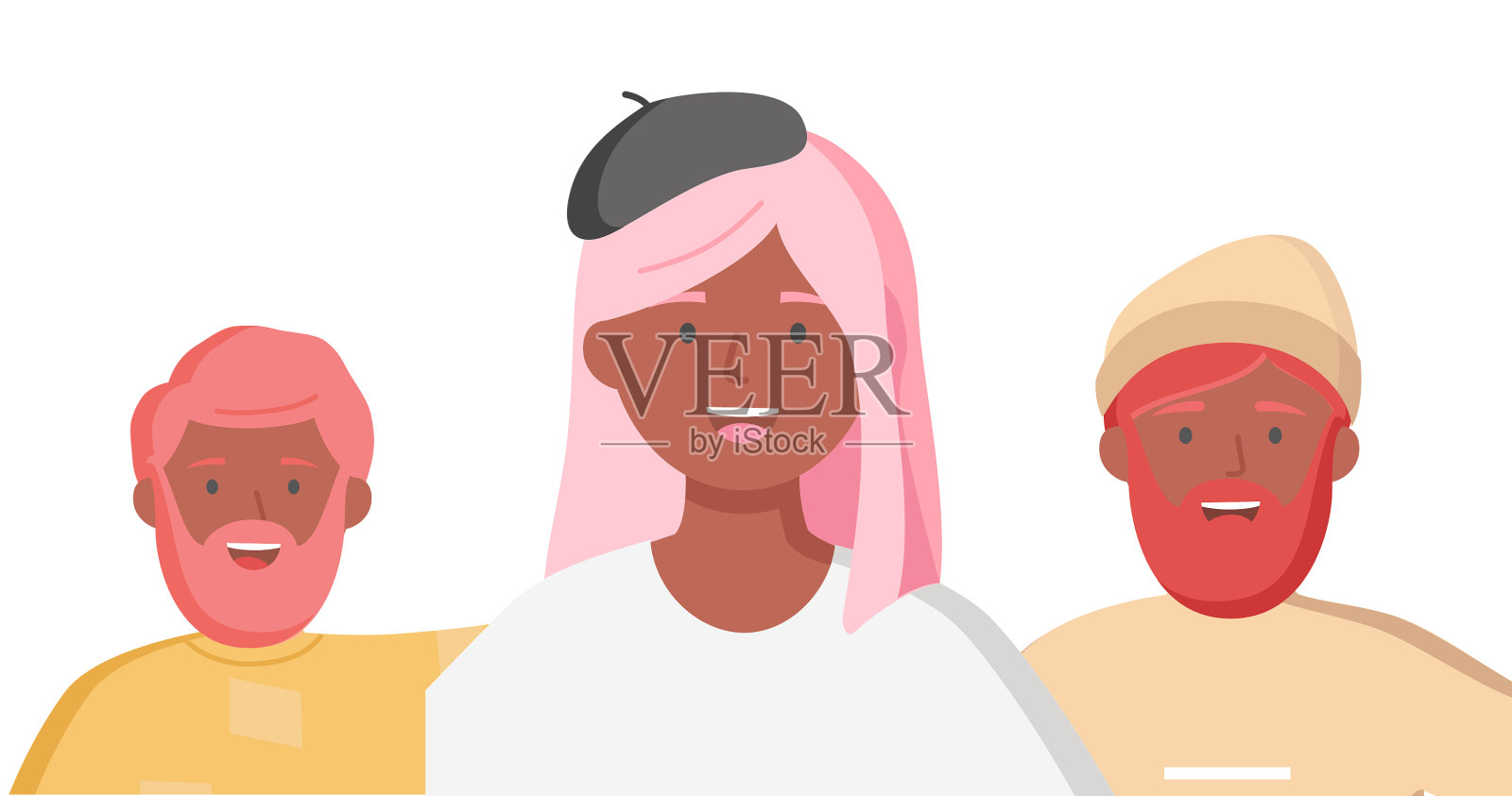 多民族的人站在一起设计元素图片