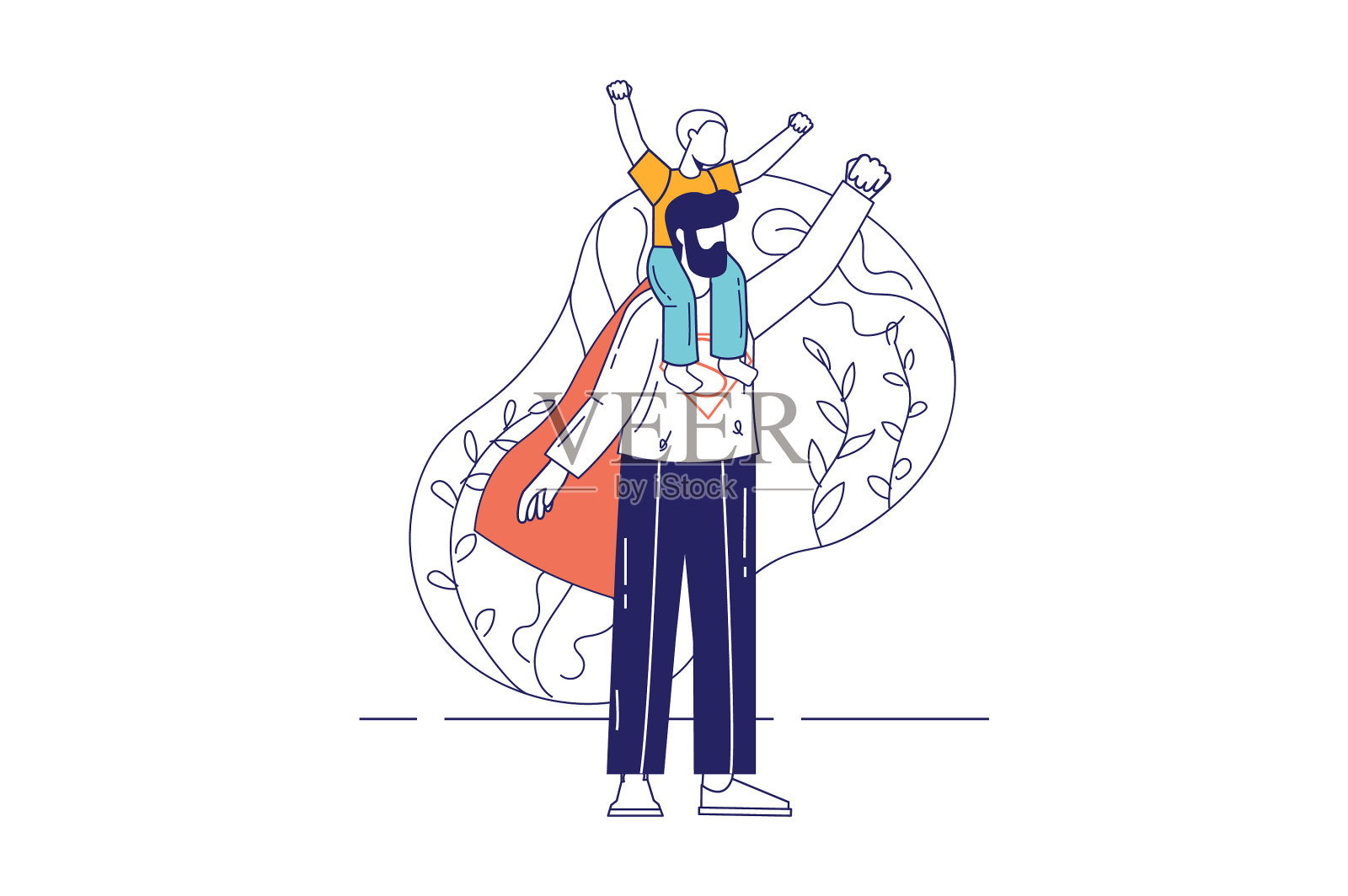 父亲节概念在平线设计设计元素图片