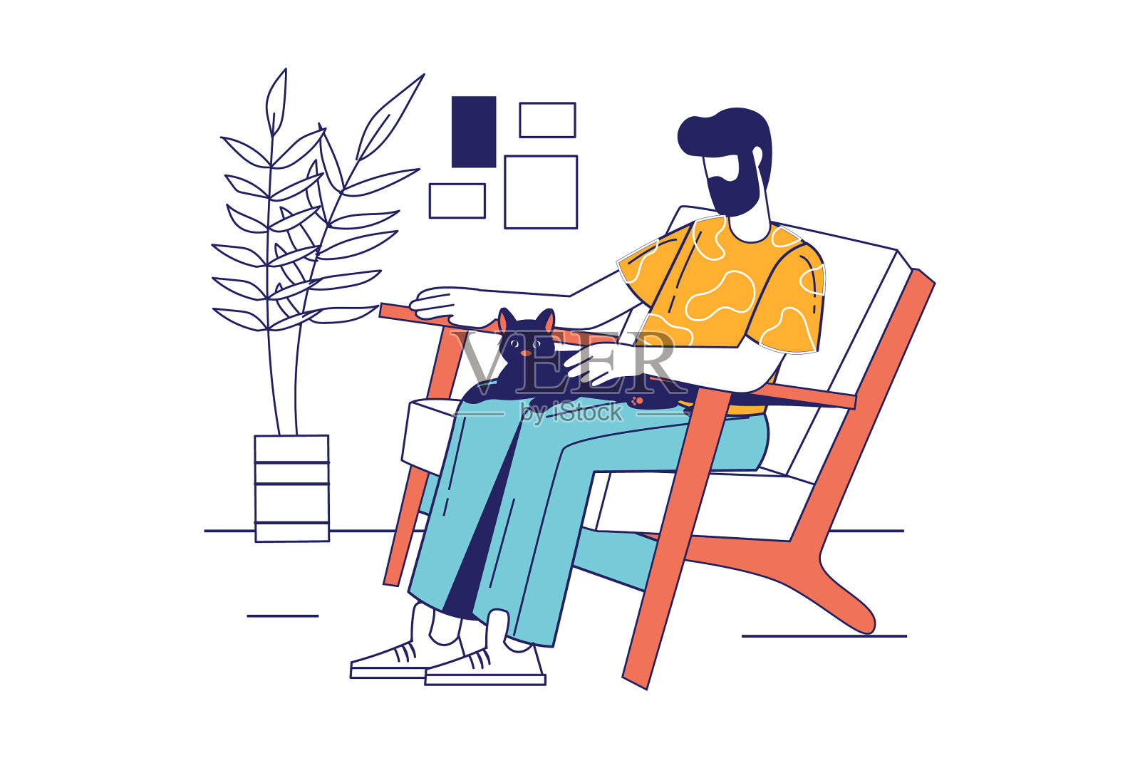 宠物与主人的概念在平线设计设计元素图片