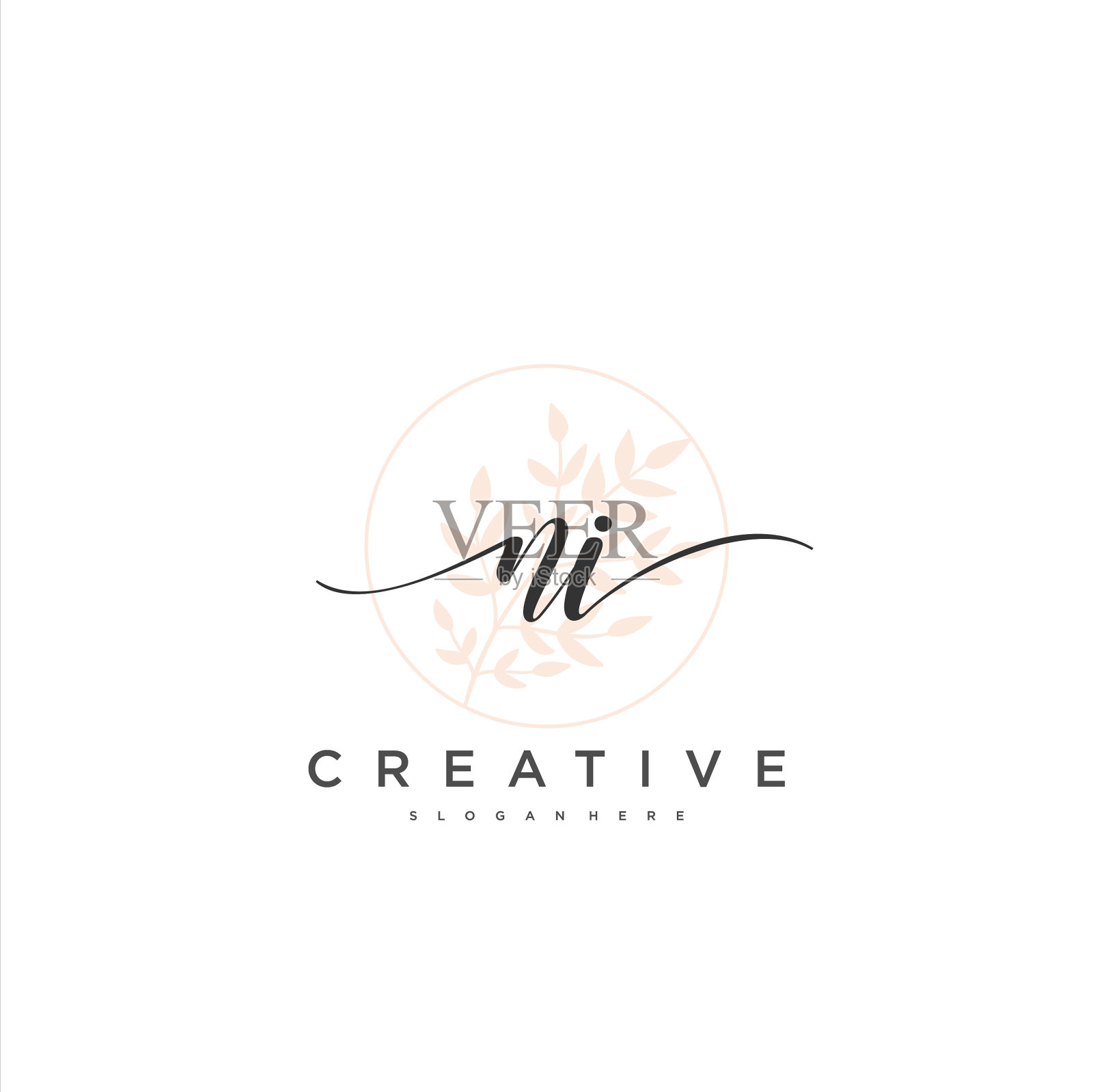 倪首手写极简几何标志插画图片素材