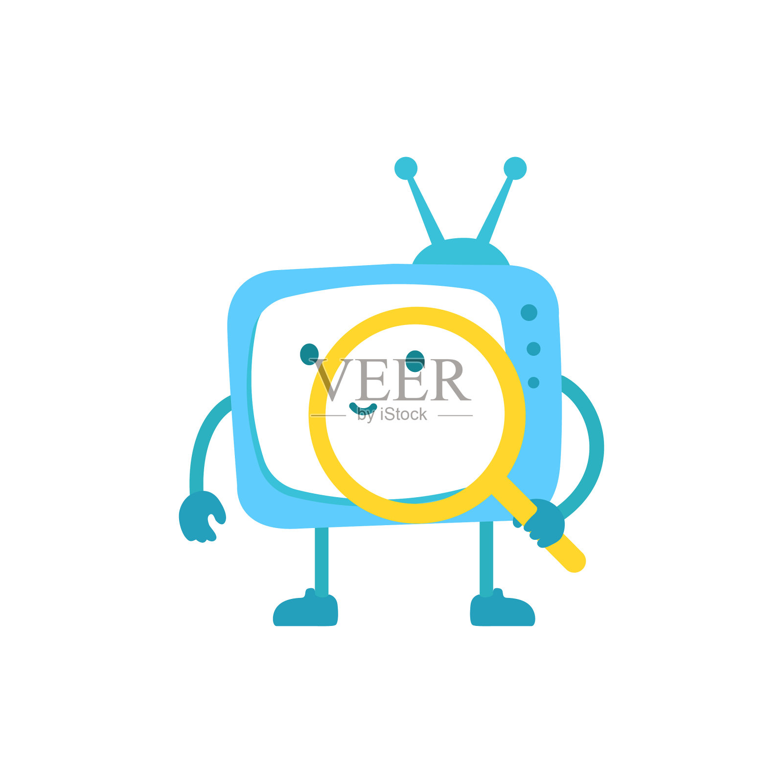 电视人物电视找放大镜设计元素图片