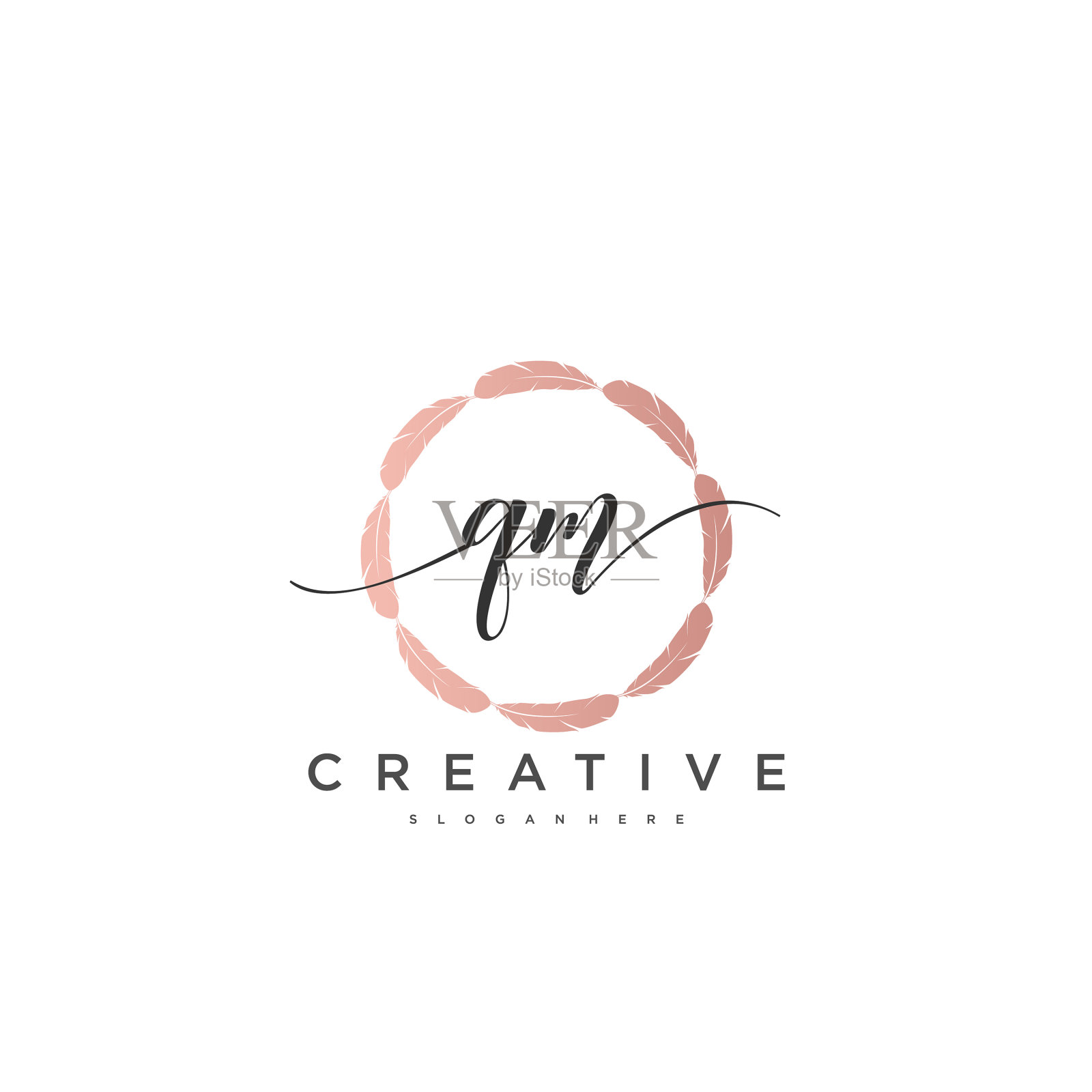 Qm初始手写极简几何标志插画图片素材