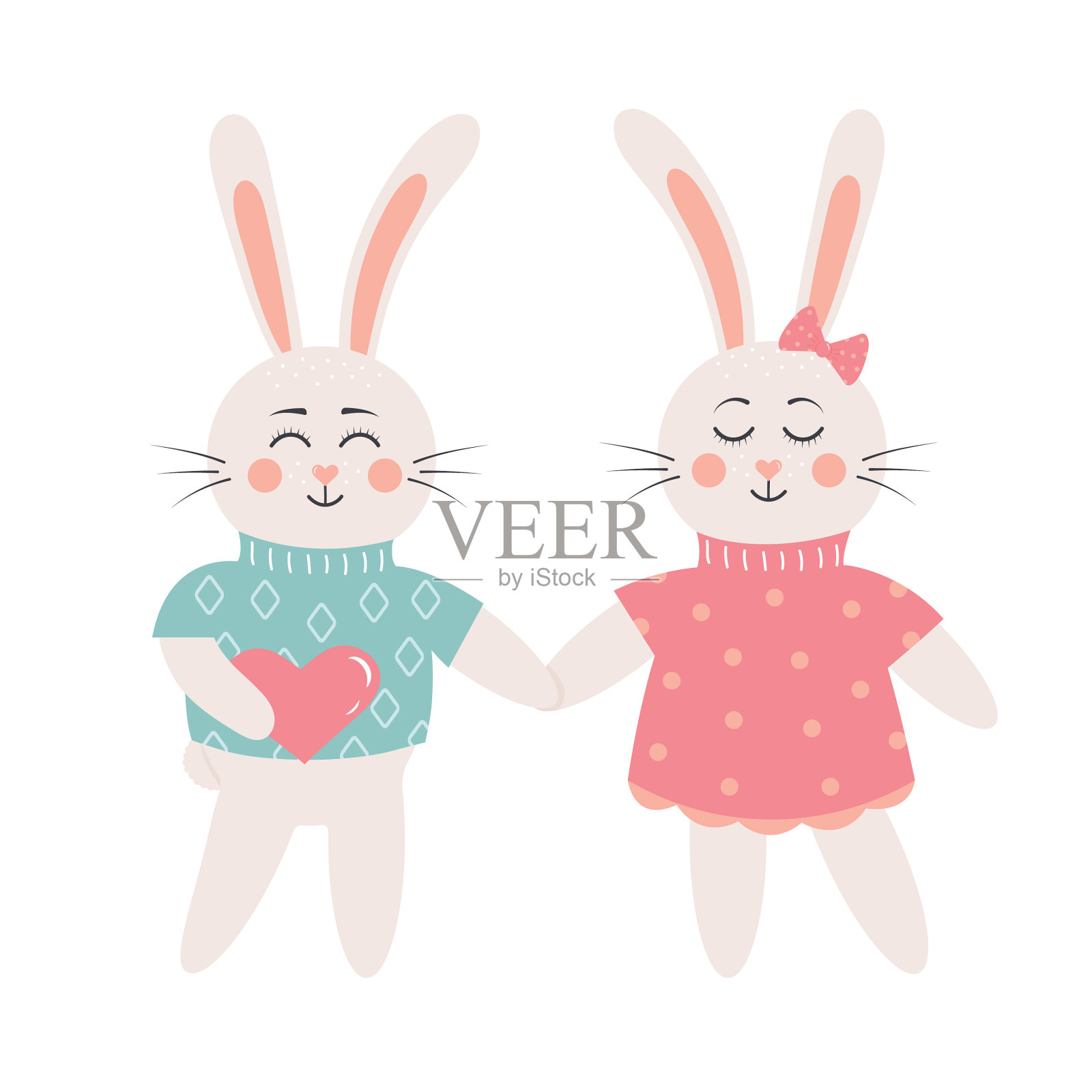 可爱的小兔爱上了用心的小兔男孩设计元素图片