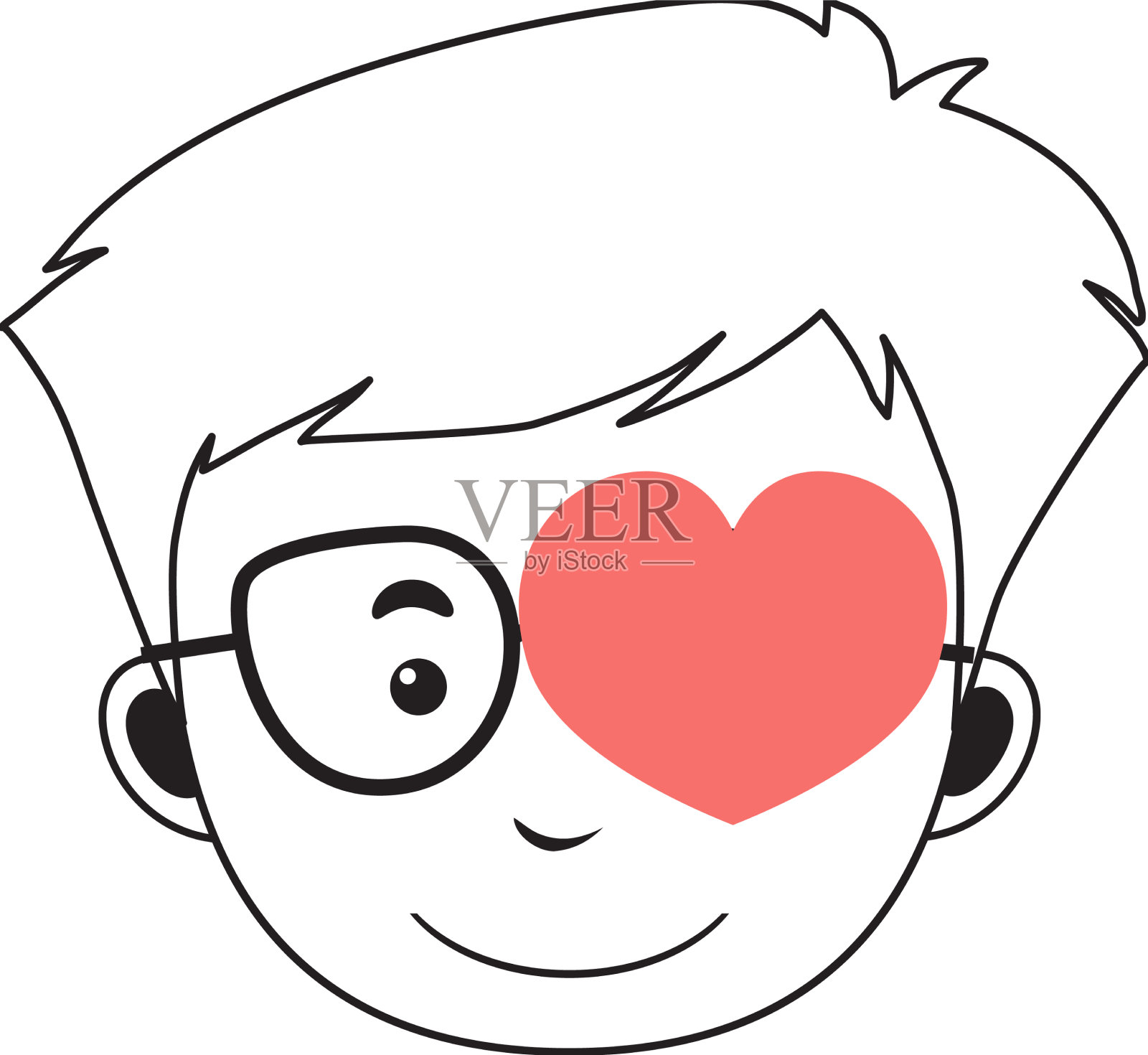 书呆子戴着心形眼镜设计元素图片