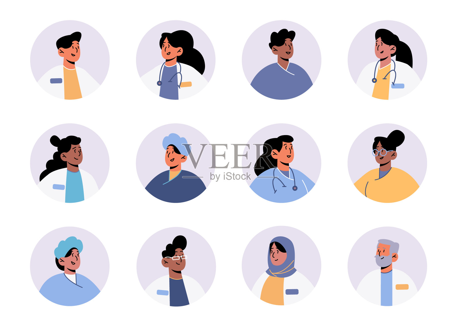 医生和医院医护人员的化身插画图片素材