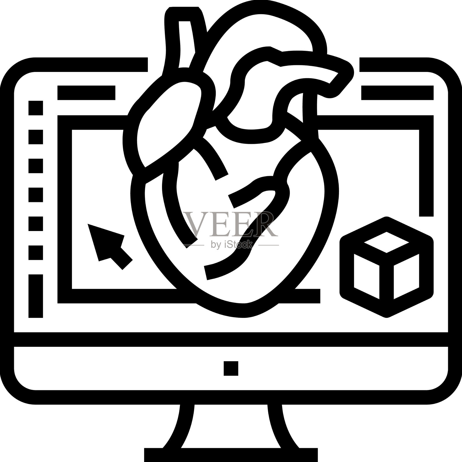 3d在医疗线图标设计元素图片