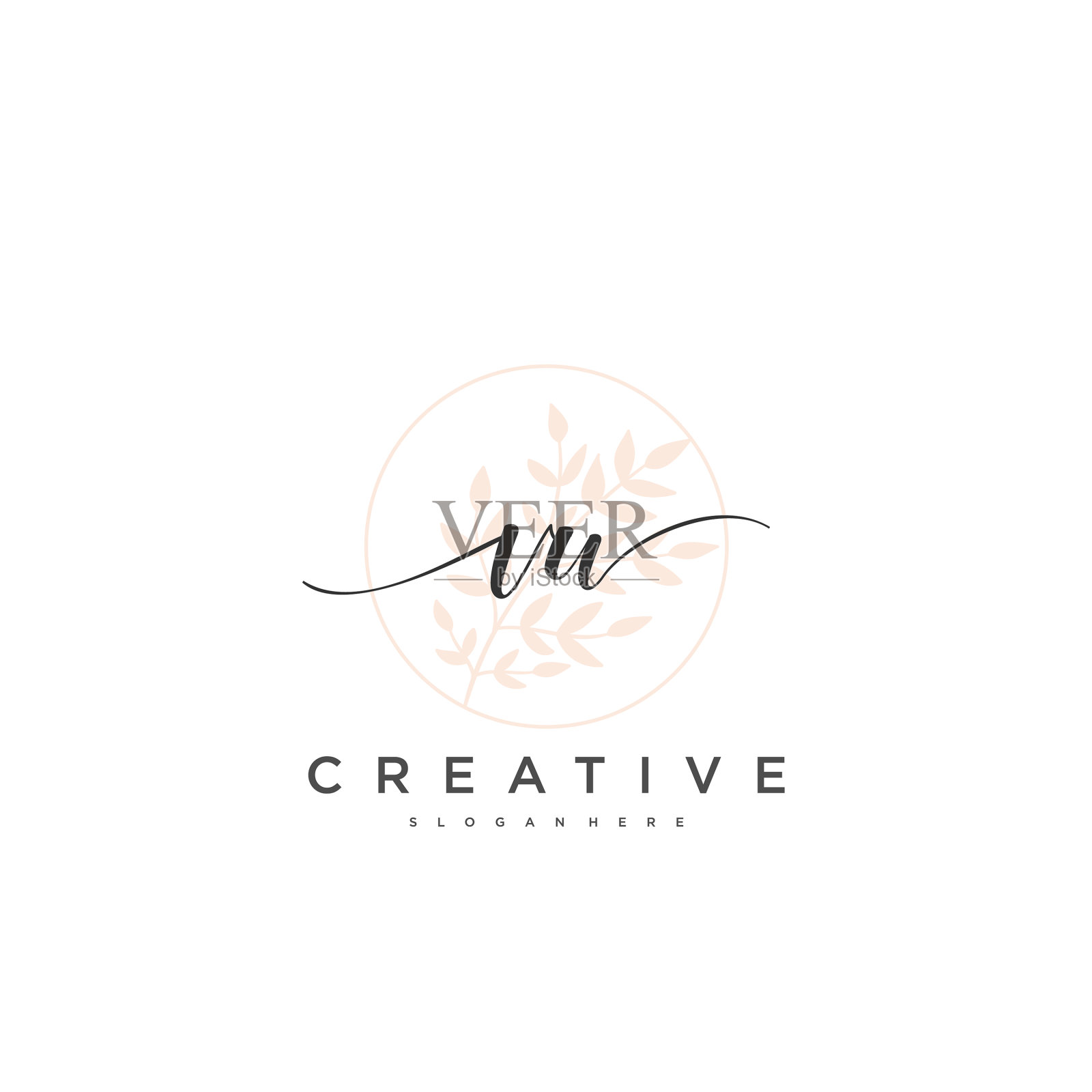 大众最初的手写极简几何标志插画图片素材