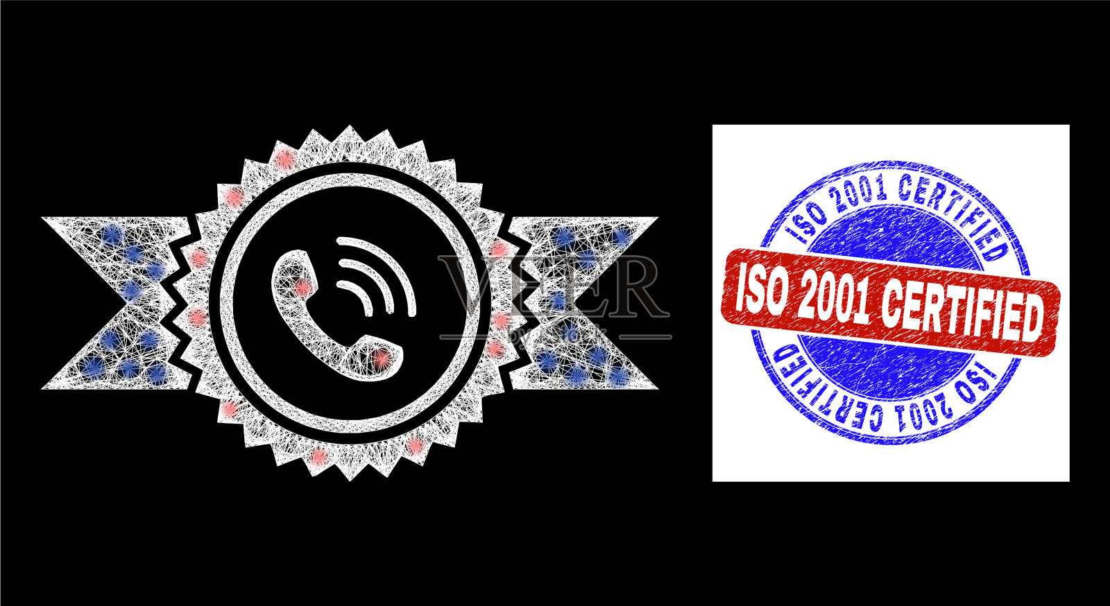 双色grunge iso 2001认证印章和图标素材