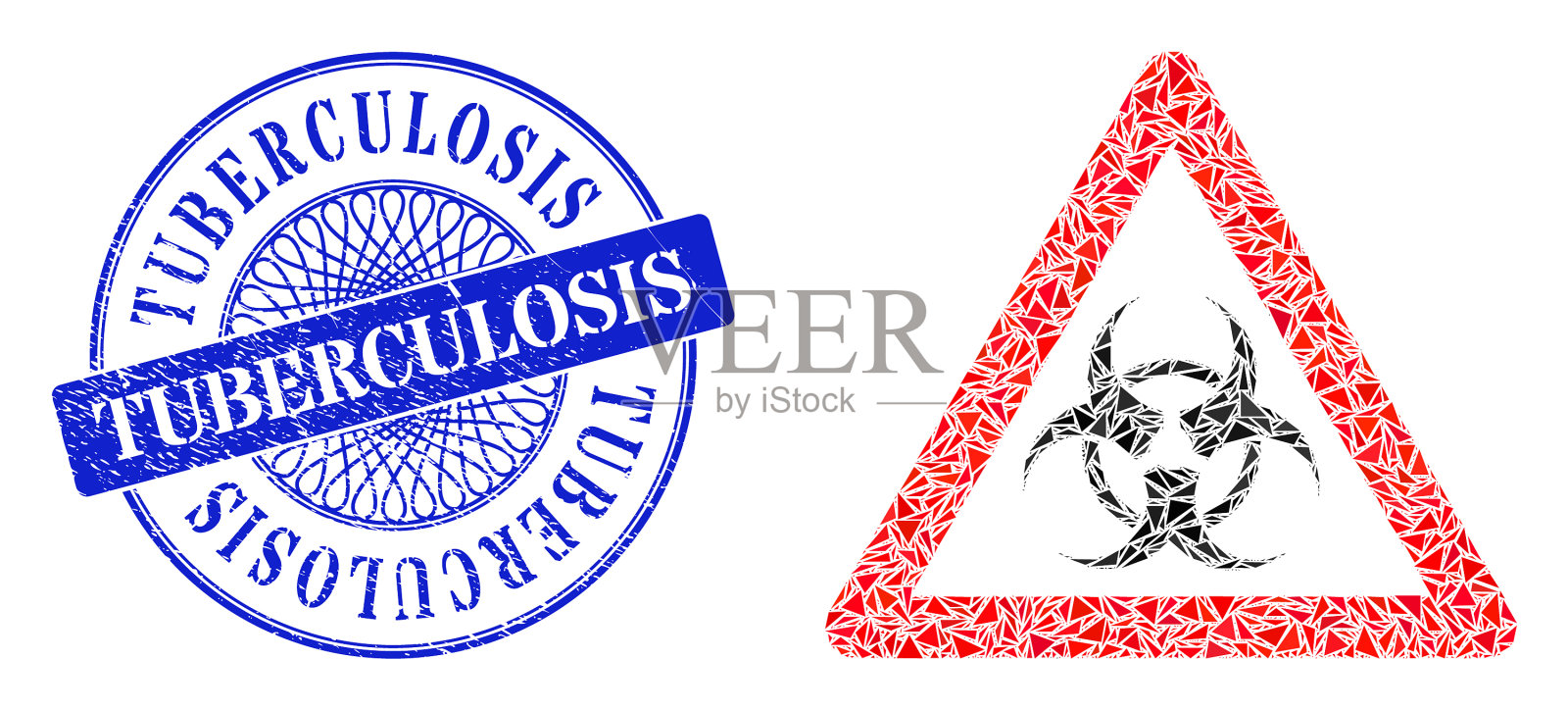 肺结核徽章和三角生物危害插画图片素材