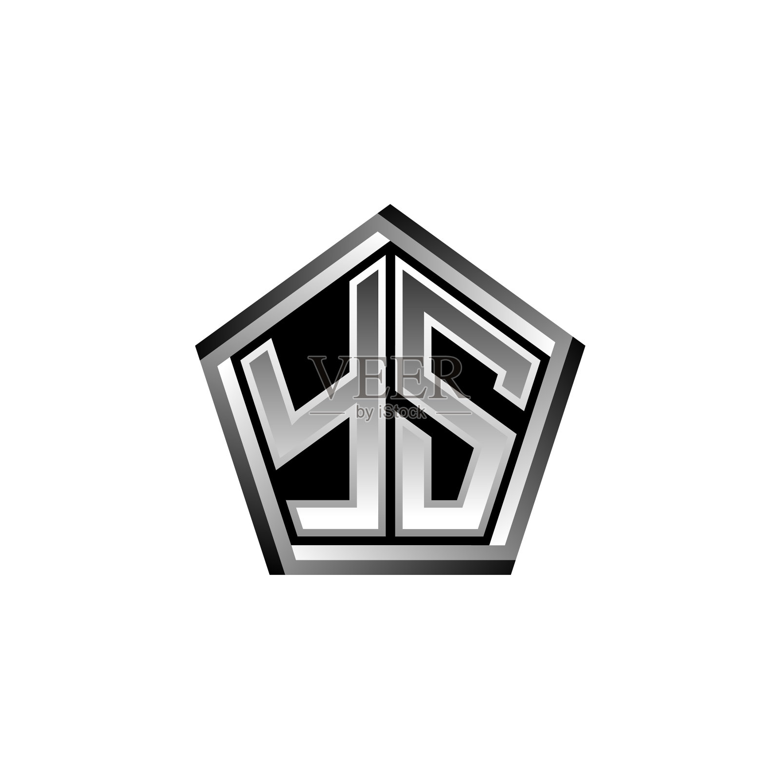 标志字母组合银色几何现代设计插画图片素材