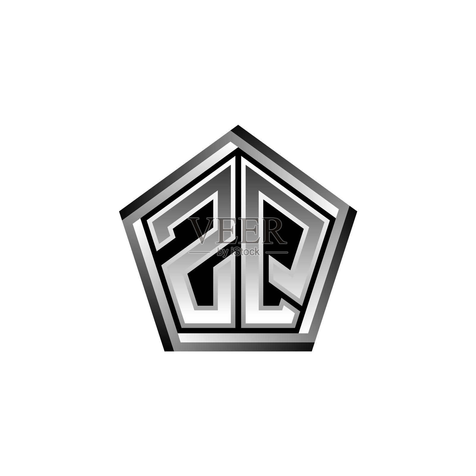 Zq标志字母组合银色几何现代设计插画图片素材