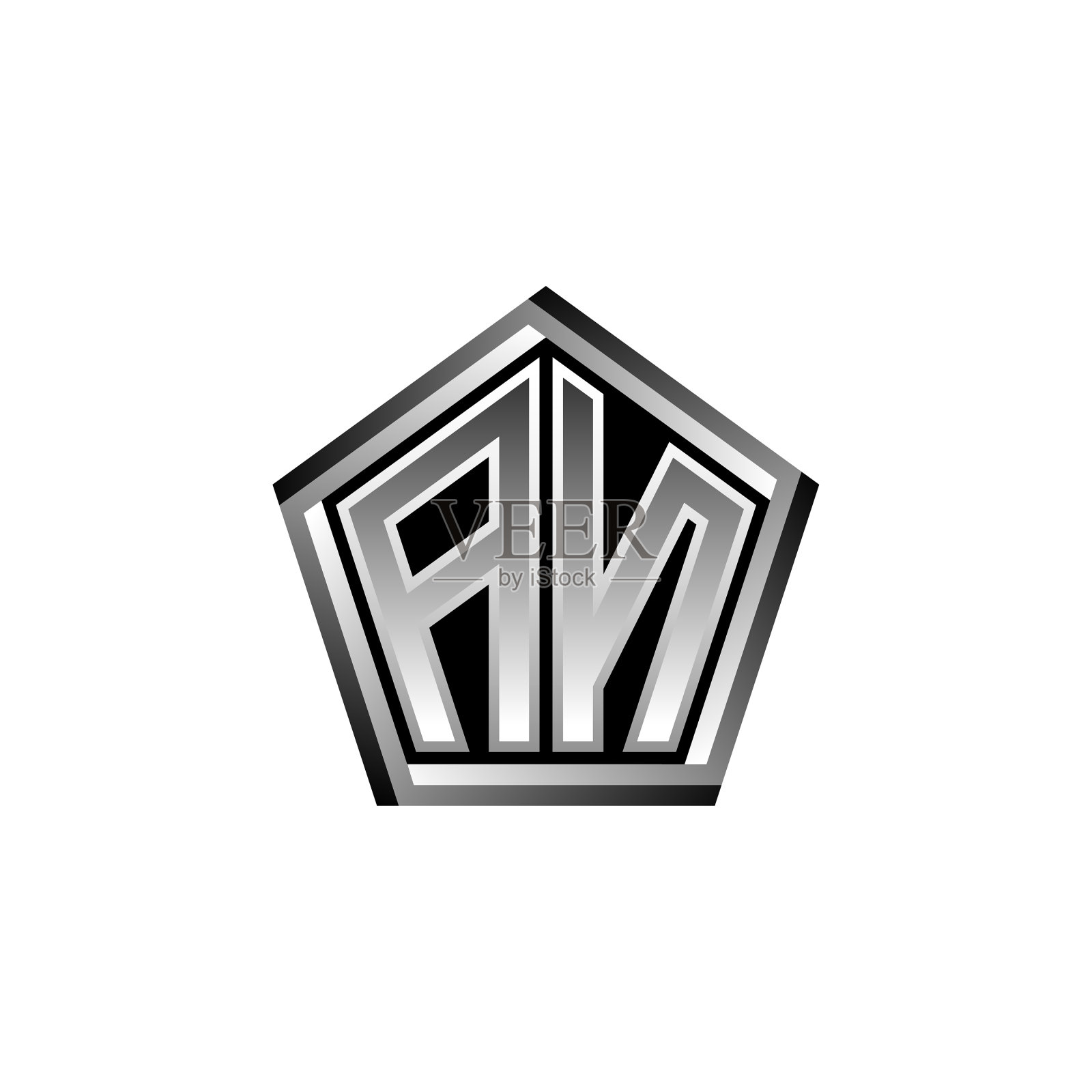 一个标志字母组合银色几何现代设计插画图片素材