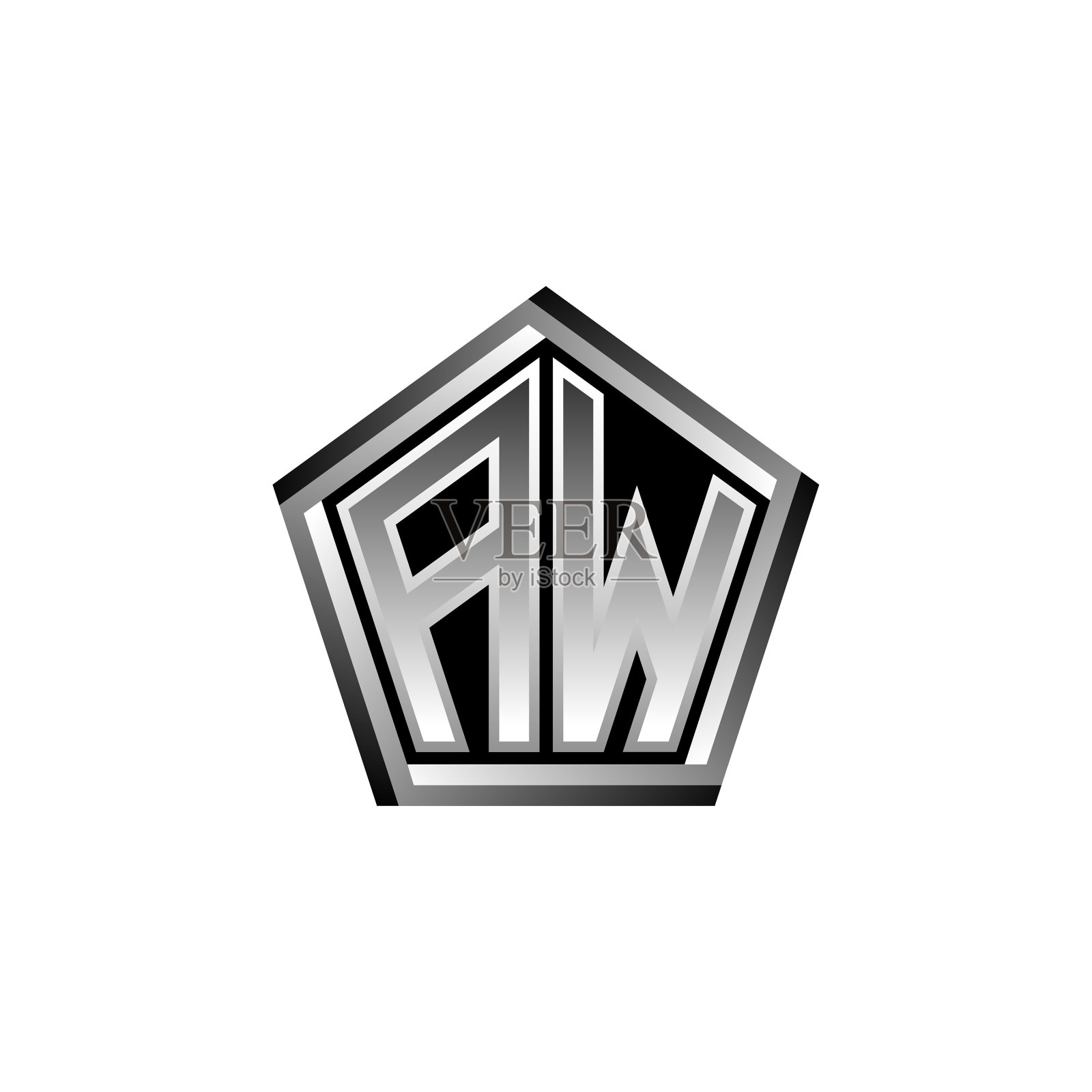 奥标志字母组合银几何现代设计插画图片素材