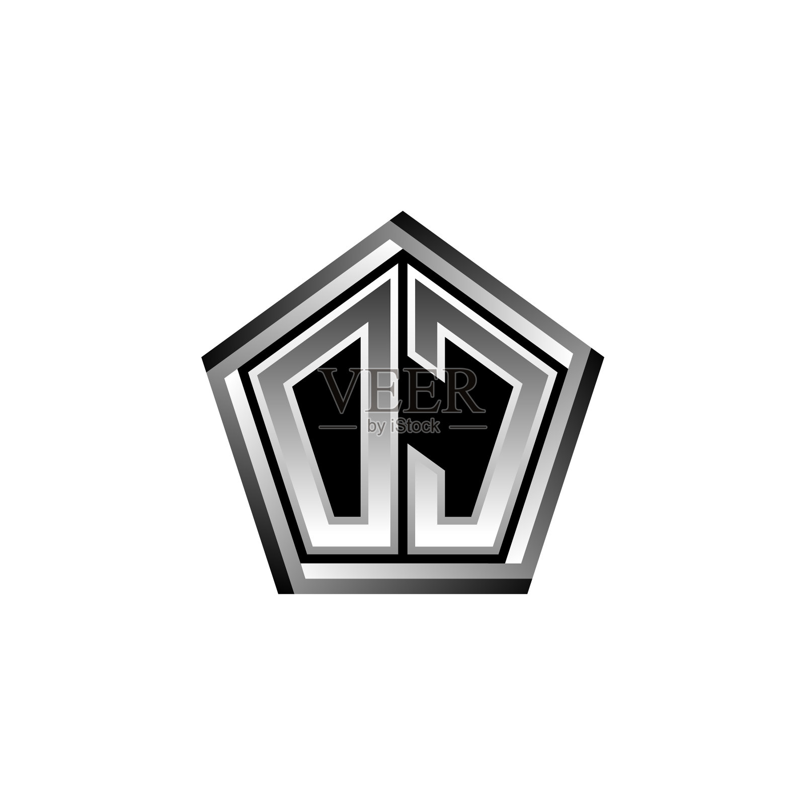 Oc标志字母组合银色几何现代设计插画图片素材