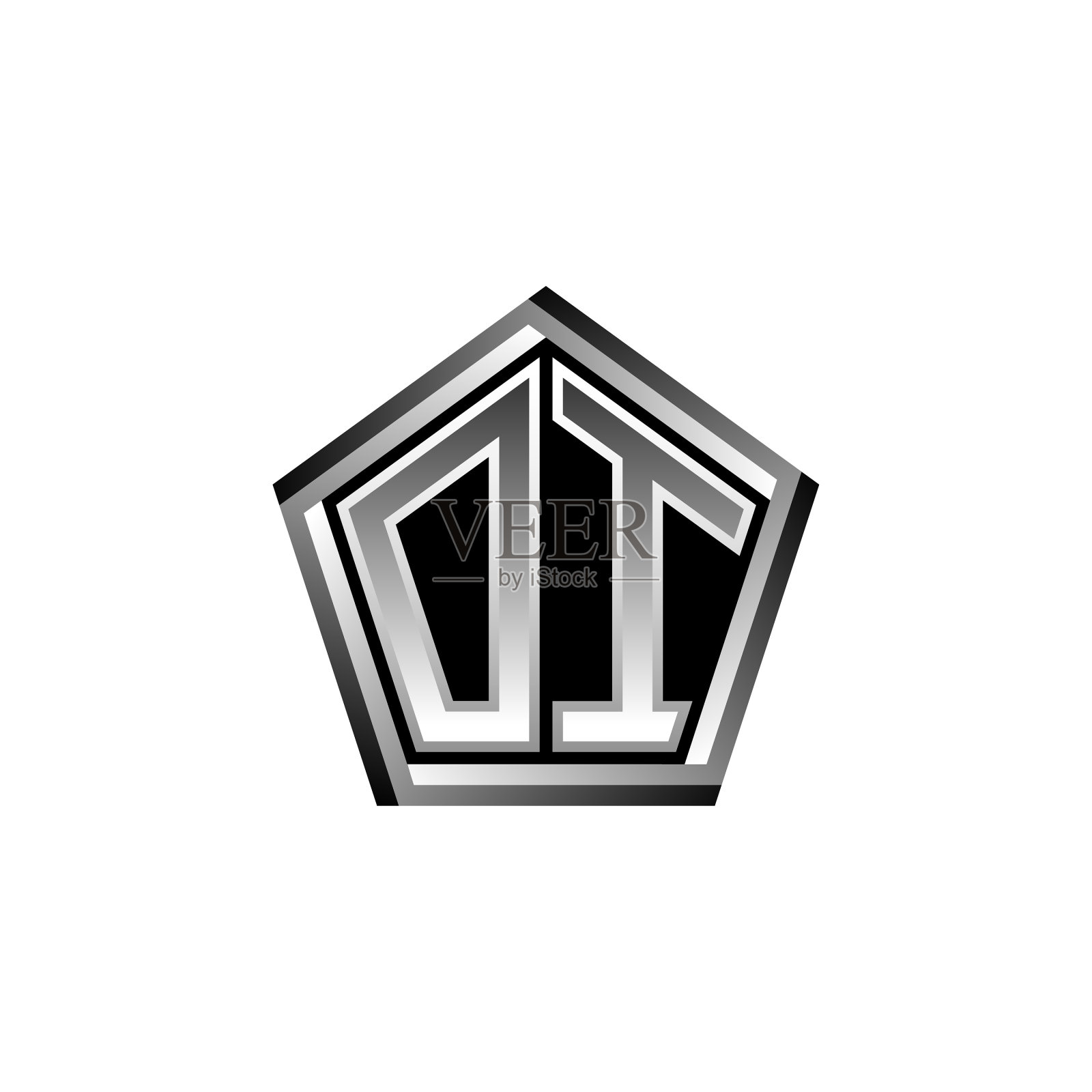 Oi标志字母组合银几何现代设计插画图片素材