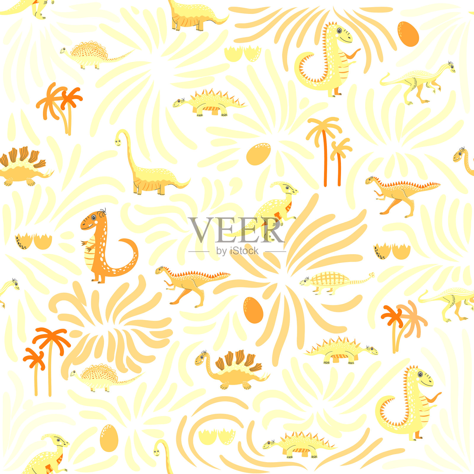 可爱的恐龙无缝图案立体图案插画图片素材