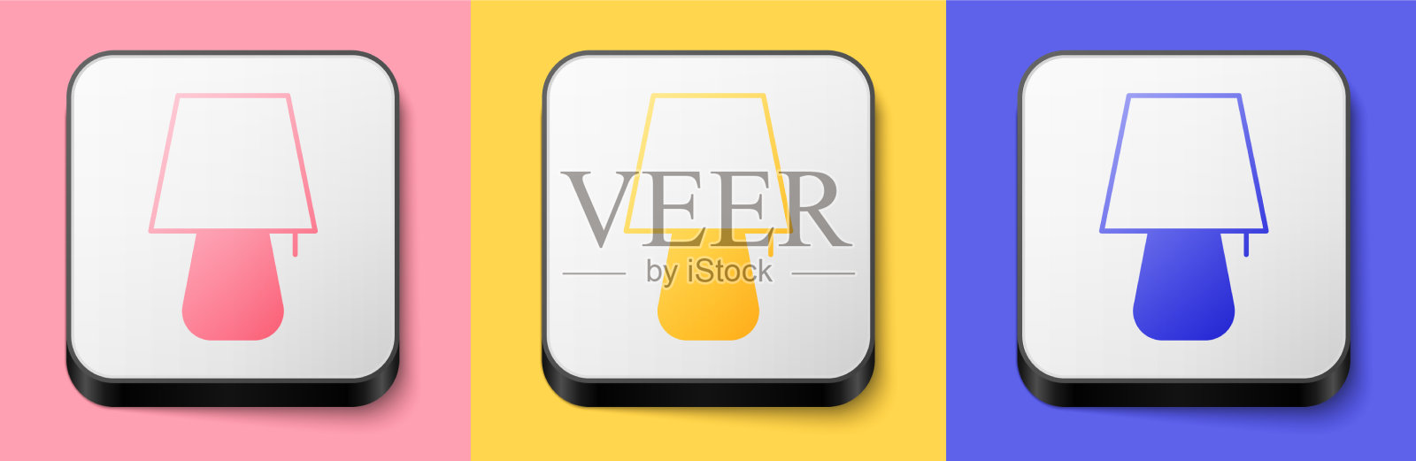 等距台灯图标孤立在粉黄色上图标素材