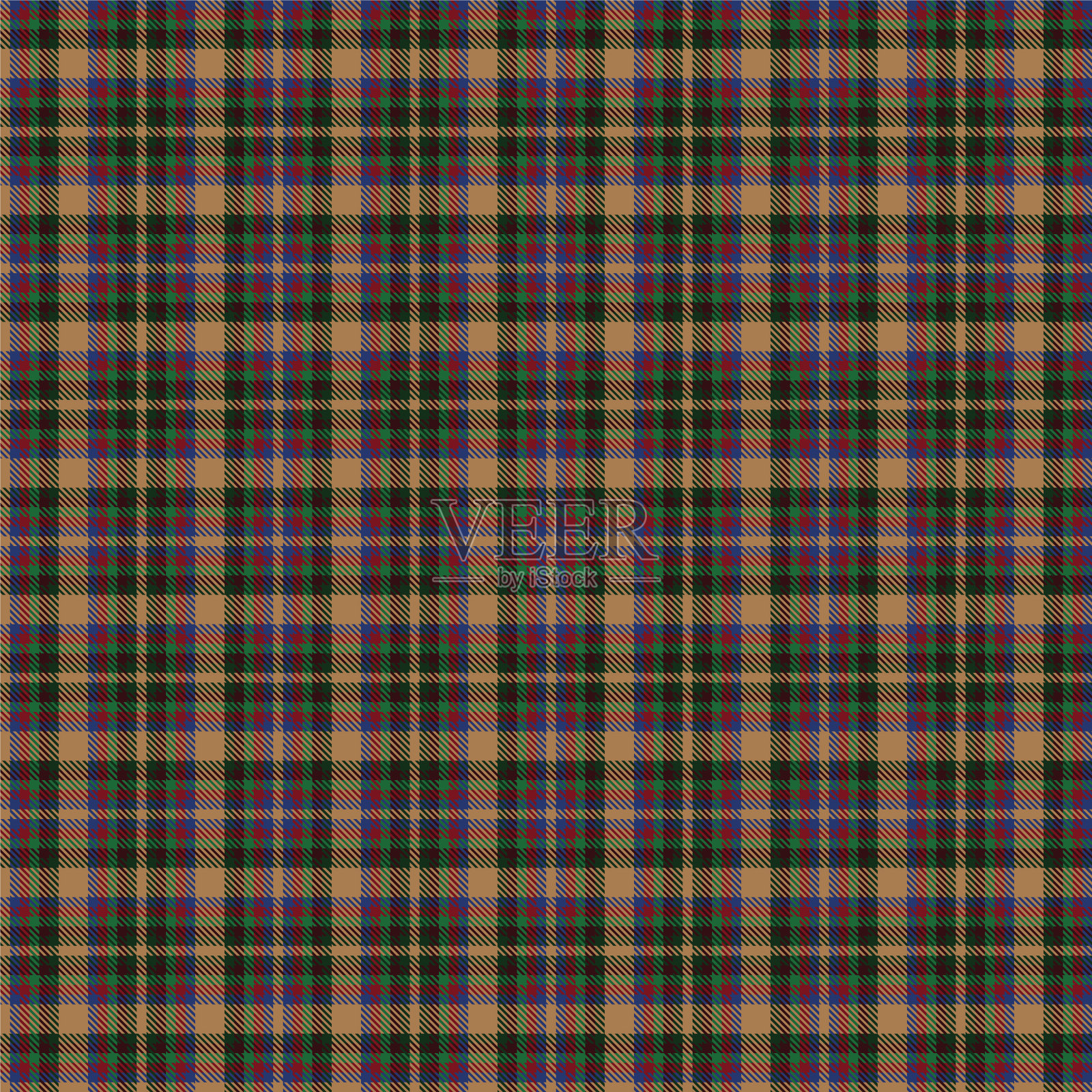 圣诞棕灰色格纹无缝图案插画图片素材