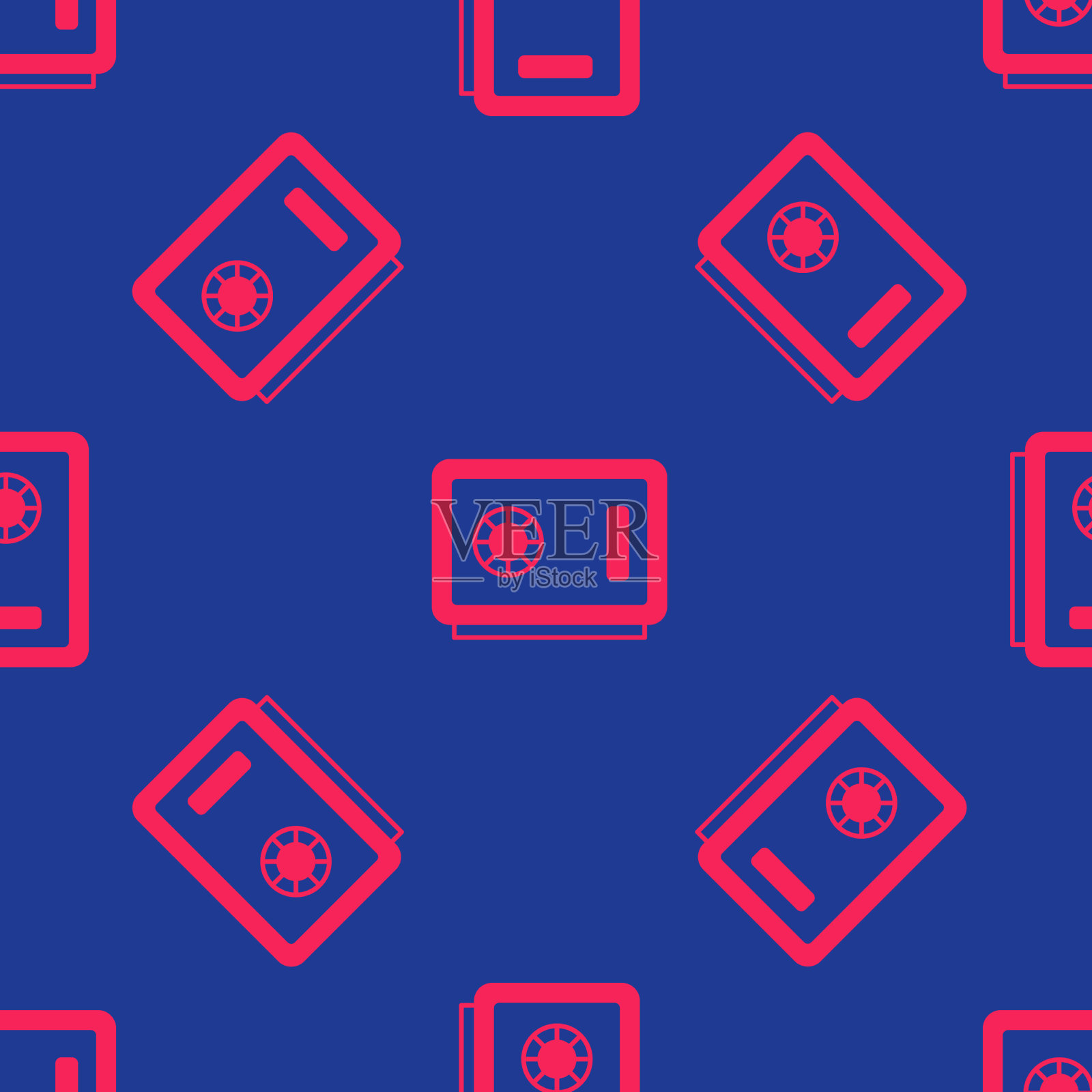 红色安全图标隔离无缝图案上的蓝色插画图片素材