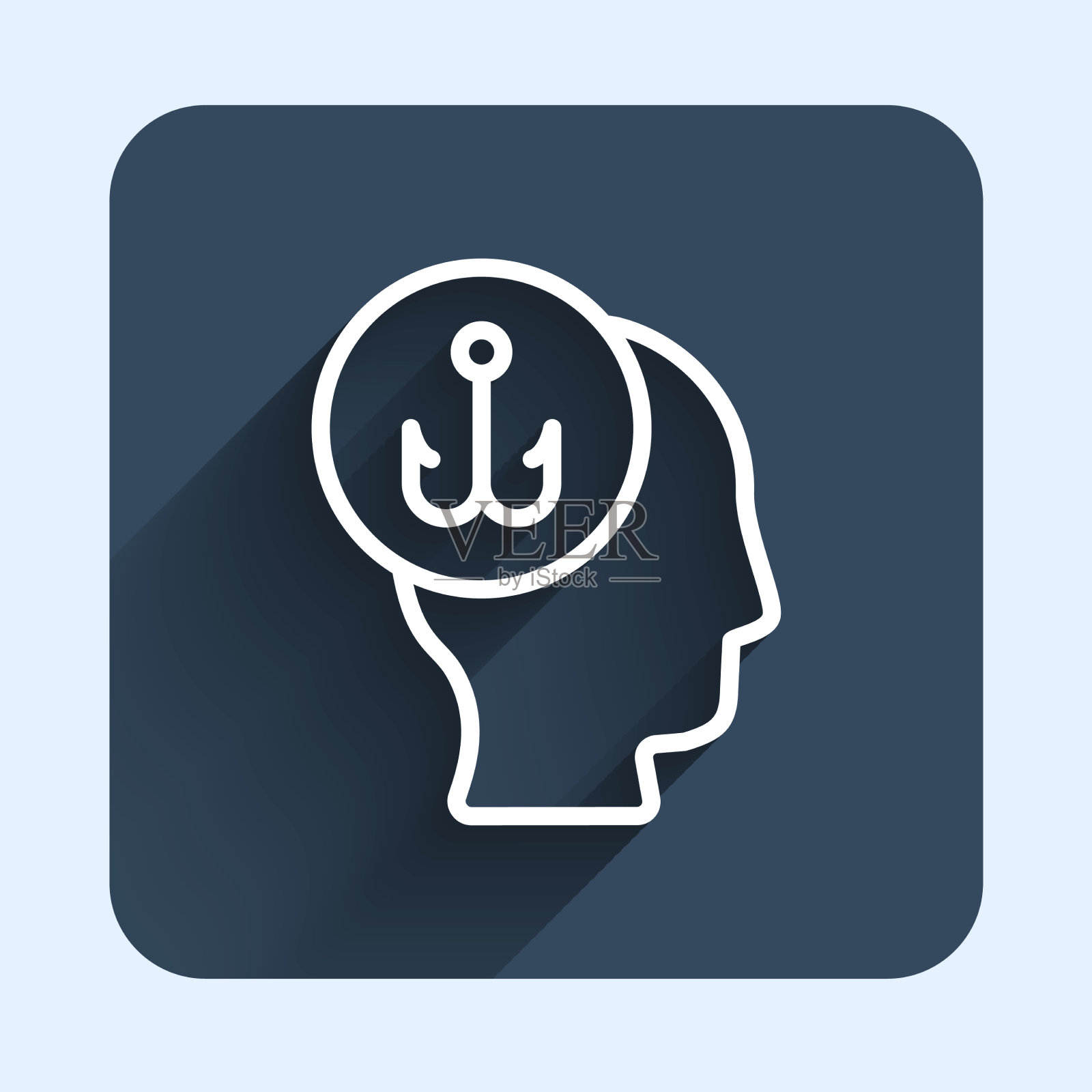 白线渔夫图标孤立与长图标素材