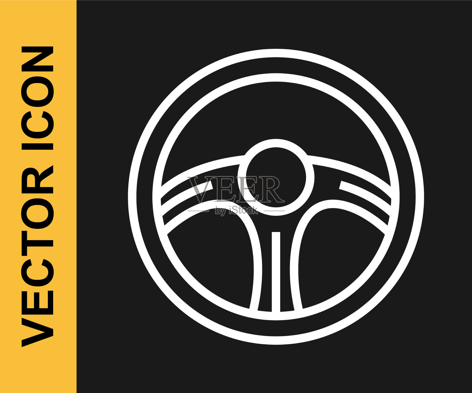 白线赛车方向盘图标孤立上插画图片素材