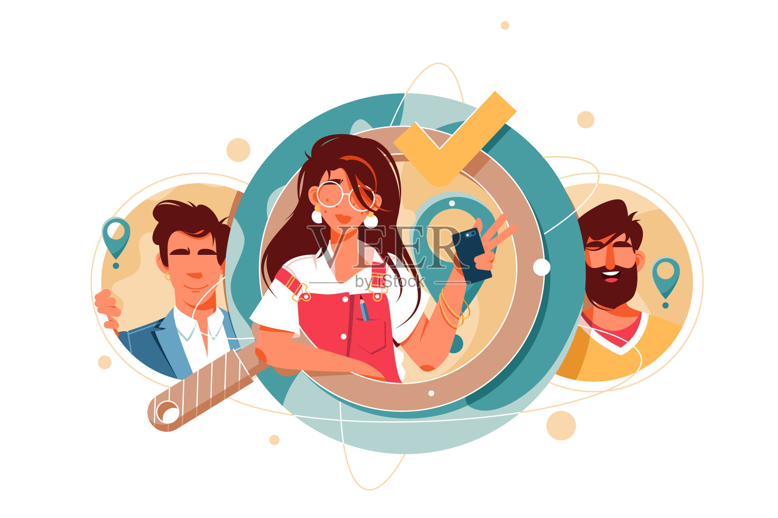 图标的快乐人力资源经理候选人搜索。插画图片素材