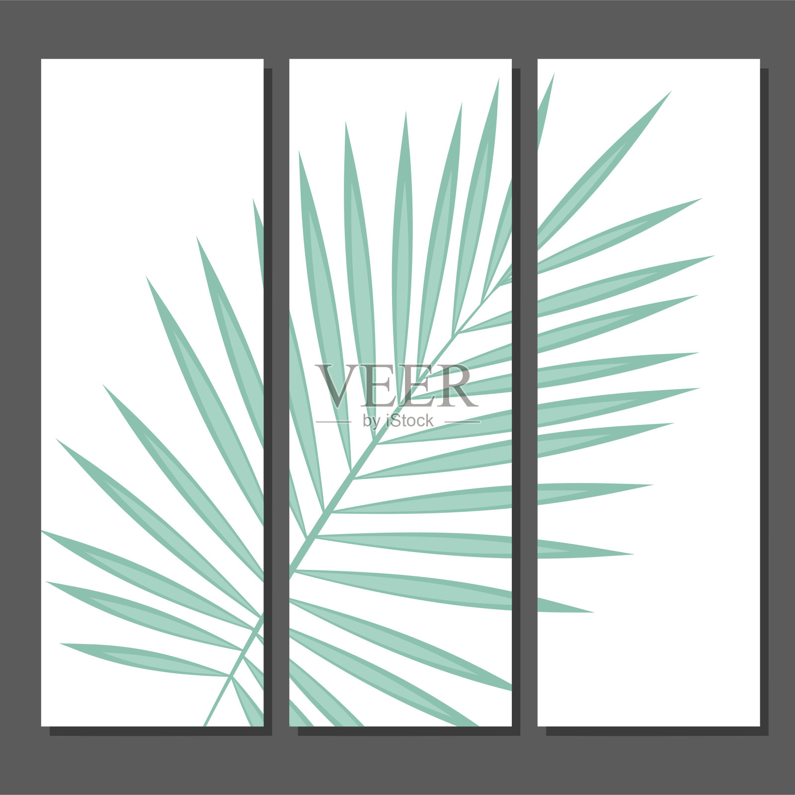 向量植物墙艺术，有叶。插画图片素材