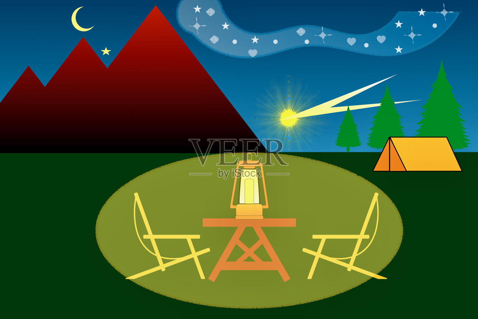 露营的风景插画图片素材