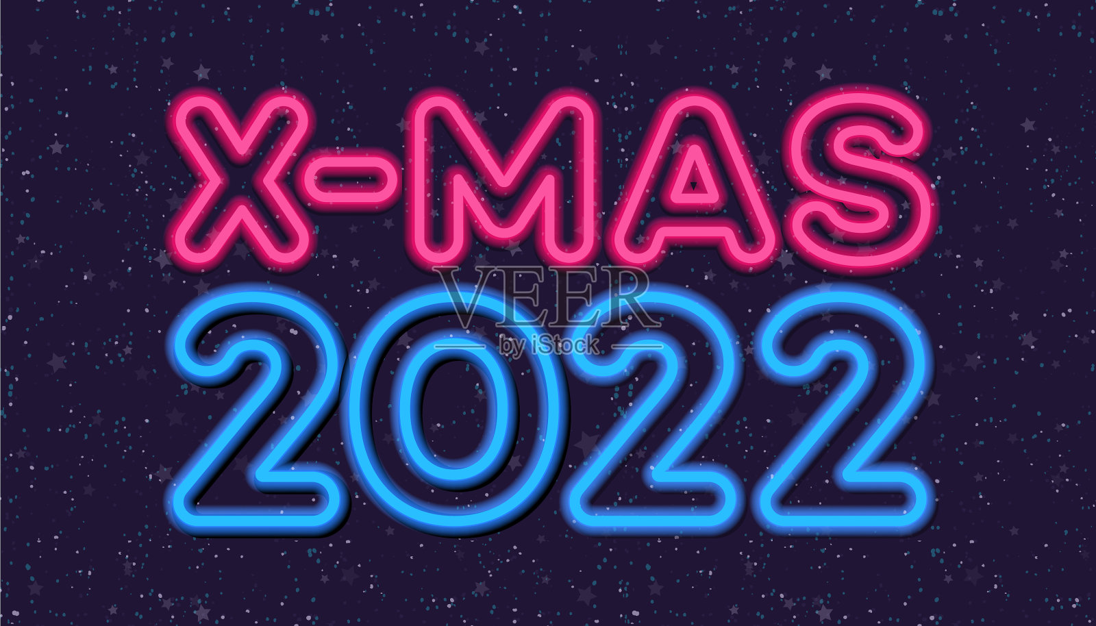 圣诞贺卡2022霓虹风格插画图片素材