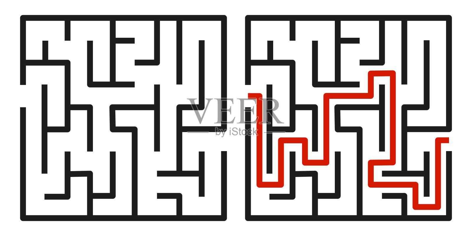抽象的迷宫。找到正确的方法。孤立的简单的方形迷宫黑线在白底。矢量插图。插画图片素材