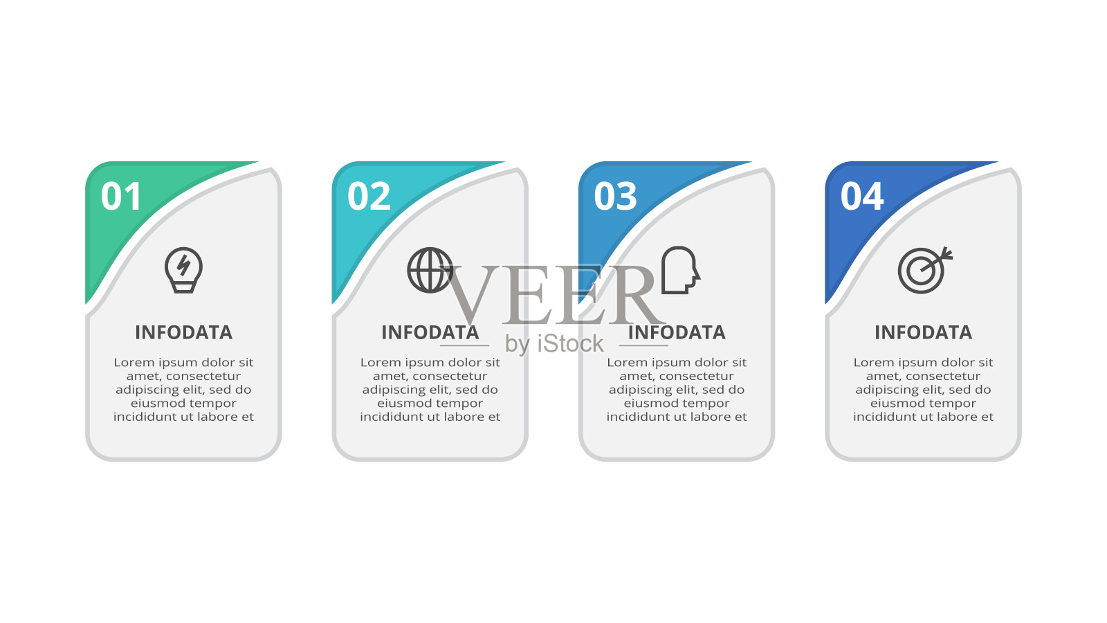 矩形信息图4个步骤，选项，部分或过程。业务数据可视化。插画图片素材