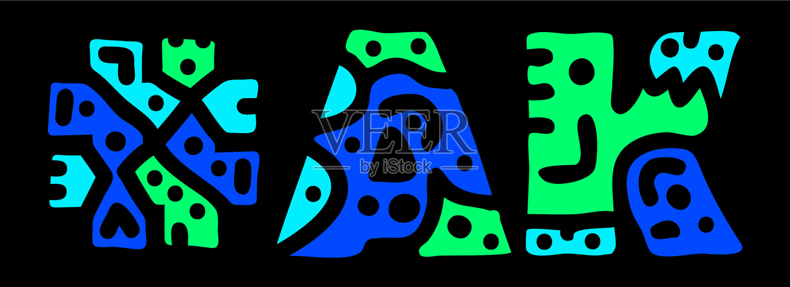 标签涂鸦分离文本彩色曲线插画图片素材