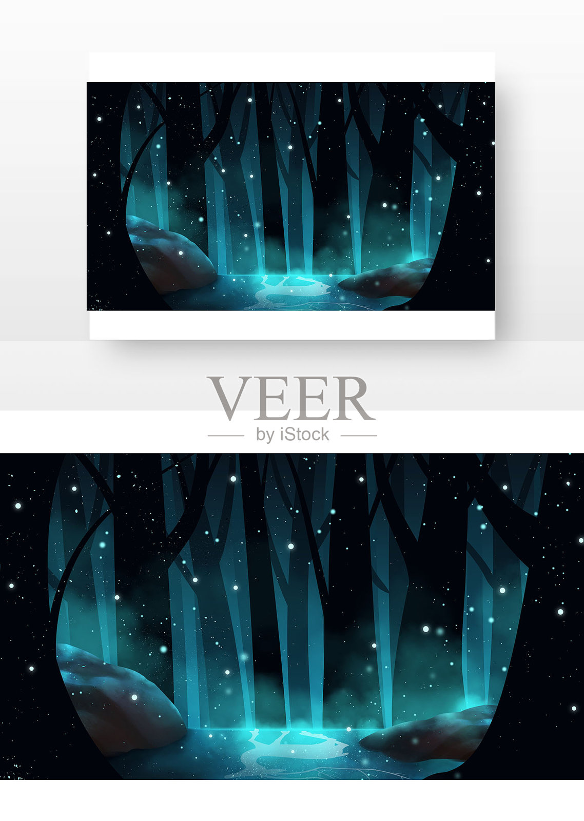 蓝色圣诞节唯美驯鹿插画插画图片素材