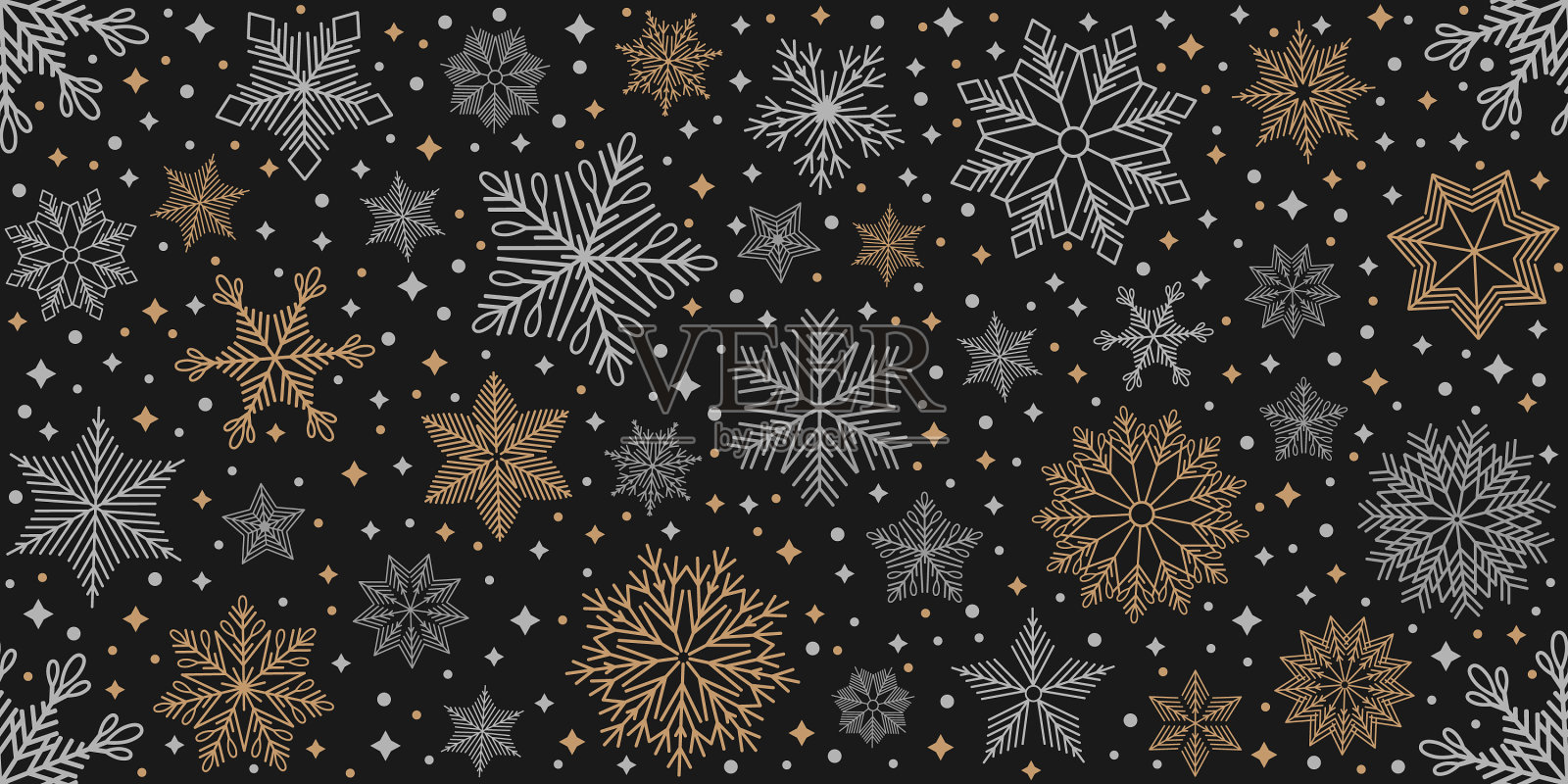 简单的圣诞无缝图案雪花搭配插画图片素材