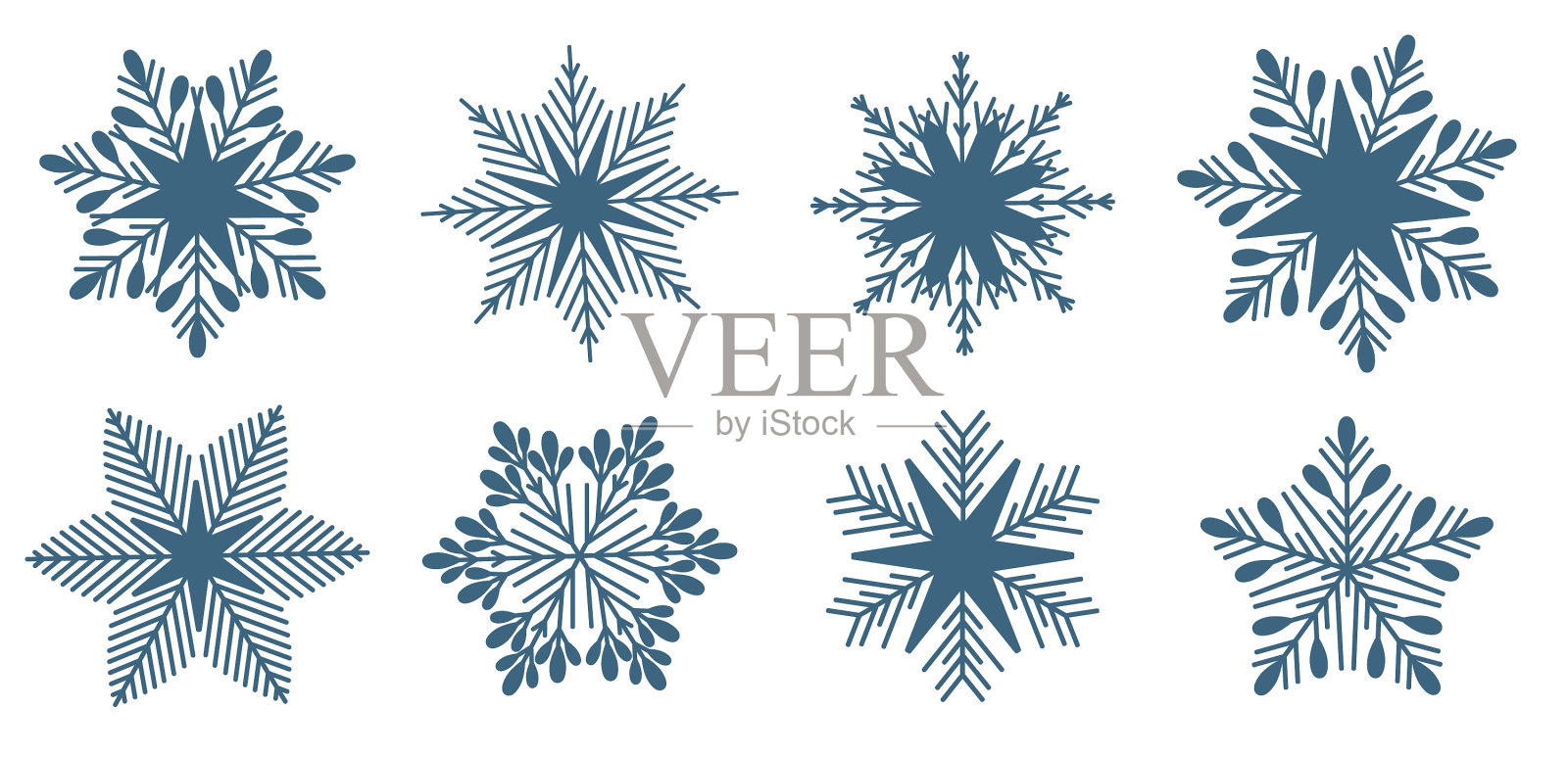 一套雪花元素的圣诞节图标素材