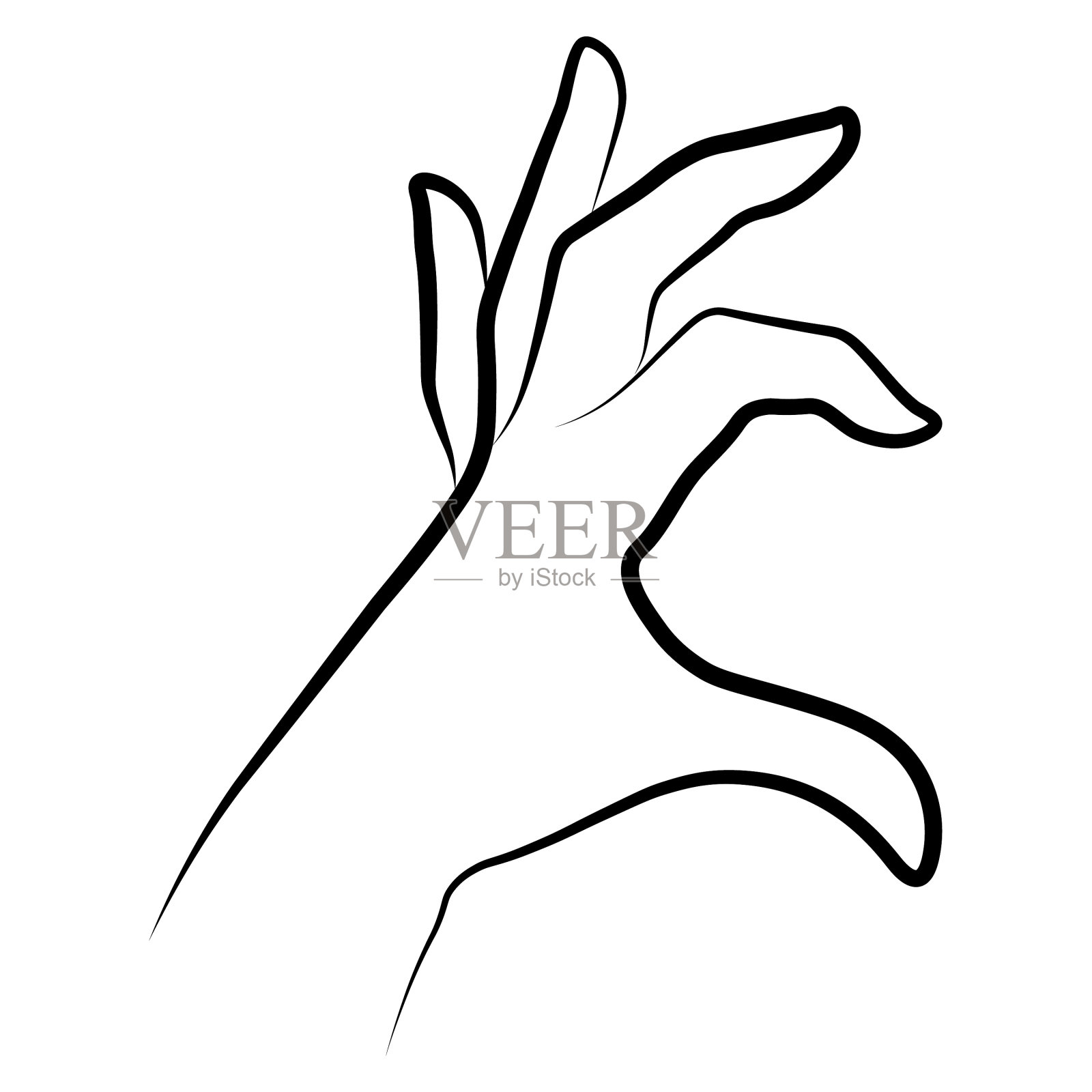 女人手半心半意的手势简单勾勒设计元素图片