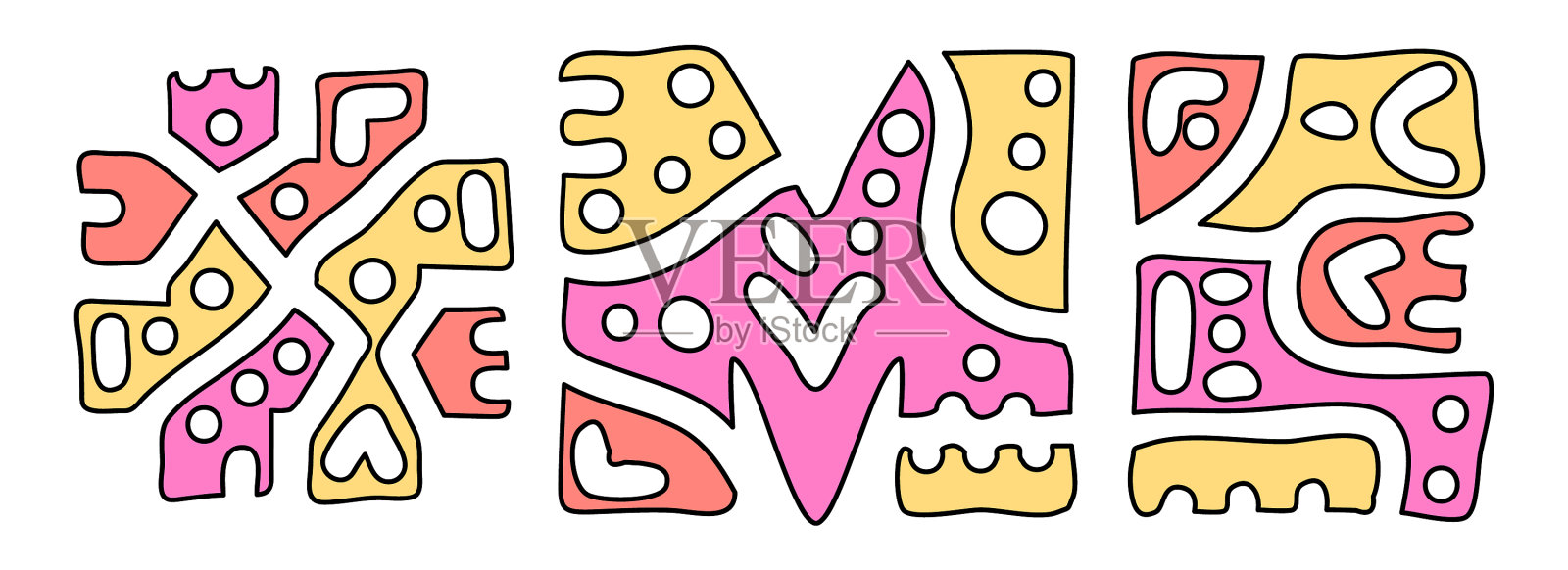 我标签涂鸦隔离文本彩色曲线插画图片素材