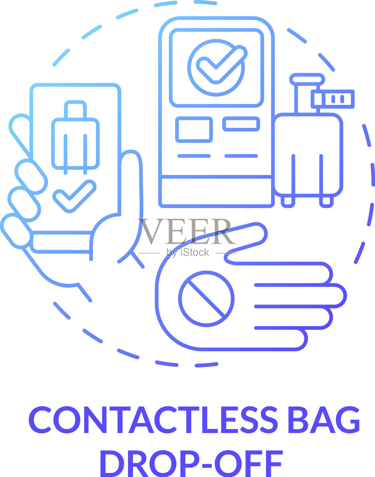 非接触式袋子掉落蓝色梯度概念插画图片素材