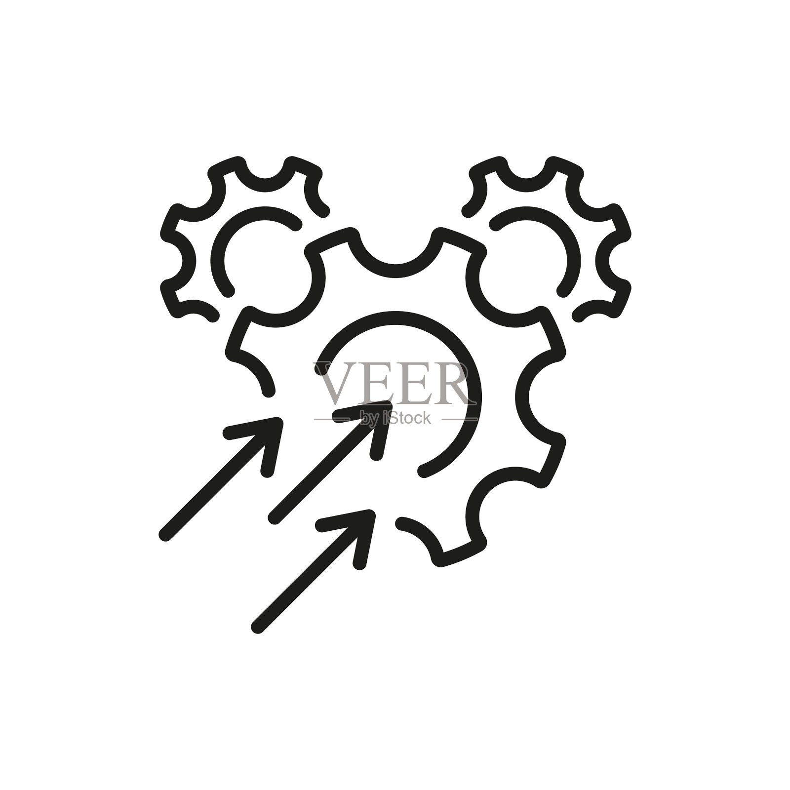 经营生产增长线图标齿轮配合图标素材